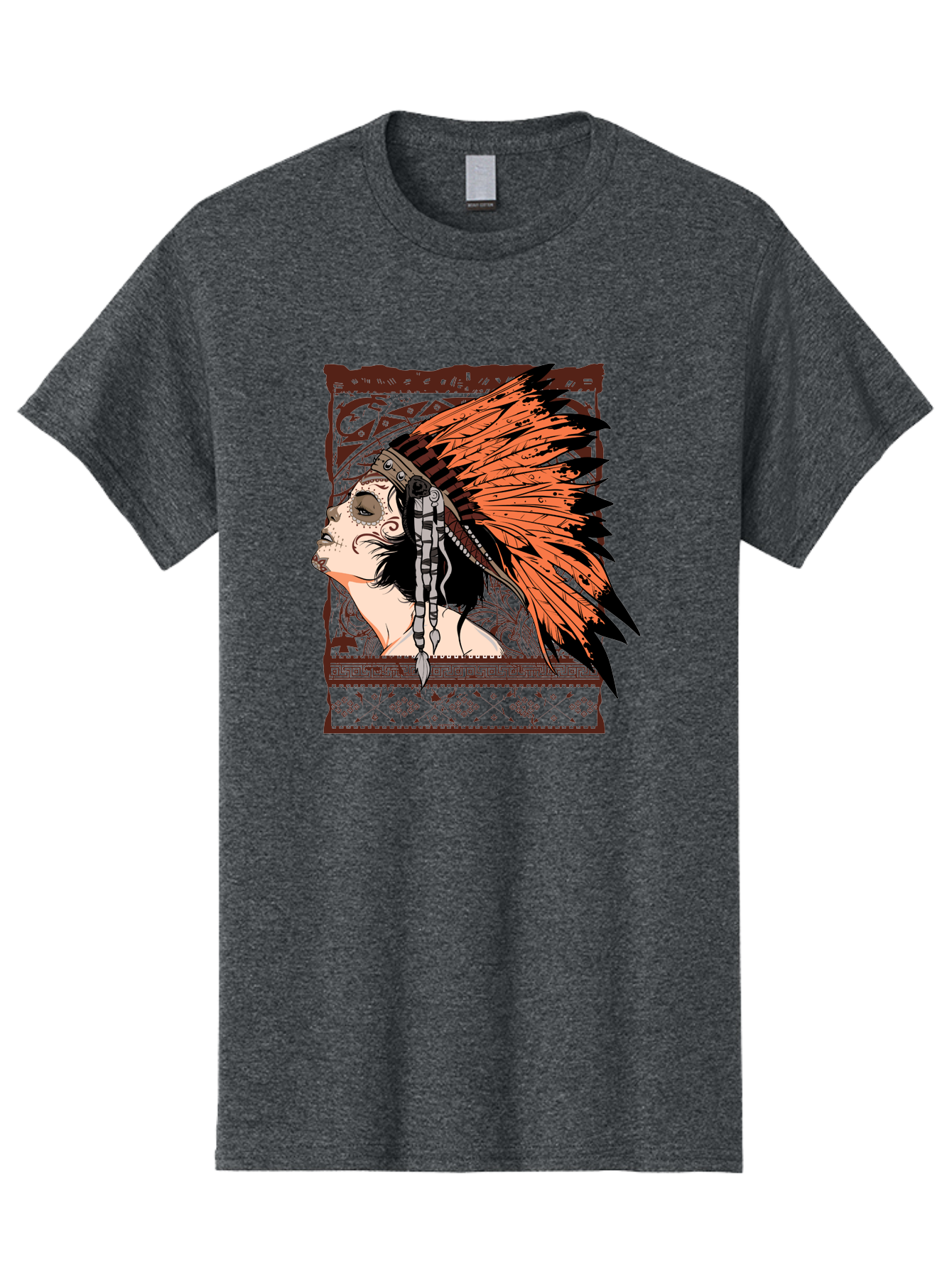 Wild Grace Men'S Graphic Tee, 100% Cotton, Comfortable Casual Summer Wear, Machine Washable, Native American Headdress, Tribal Art, Traditional Clothing, Ornate Details, Vintage Style, Folk Art, Cultural Heritage, Symbolic Expression, Aae844 5