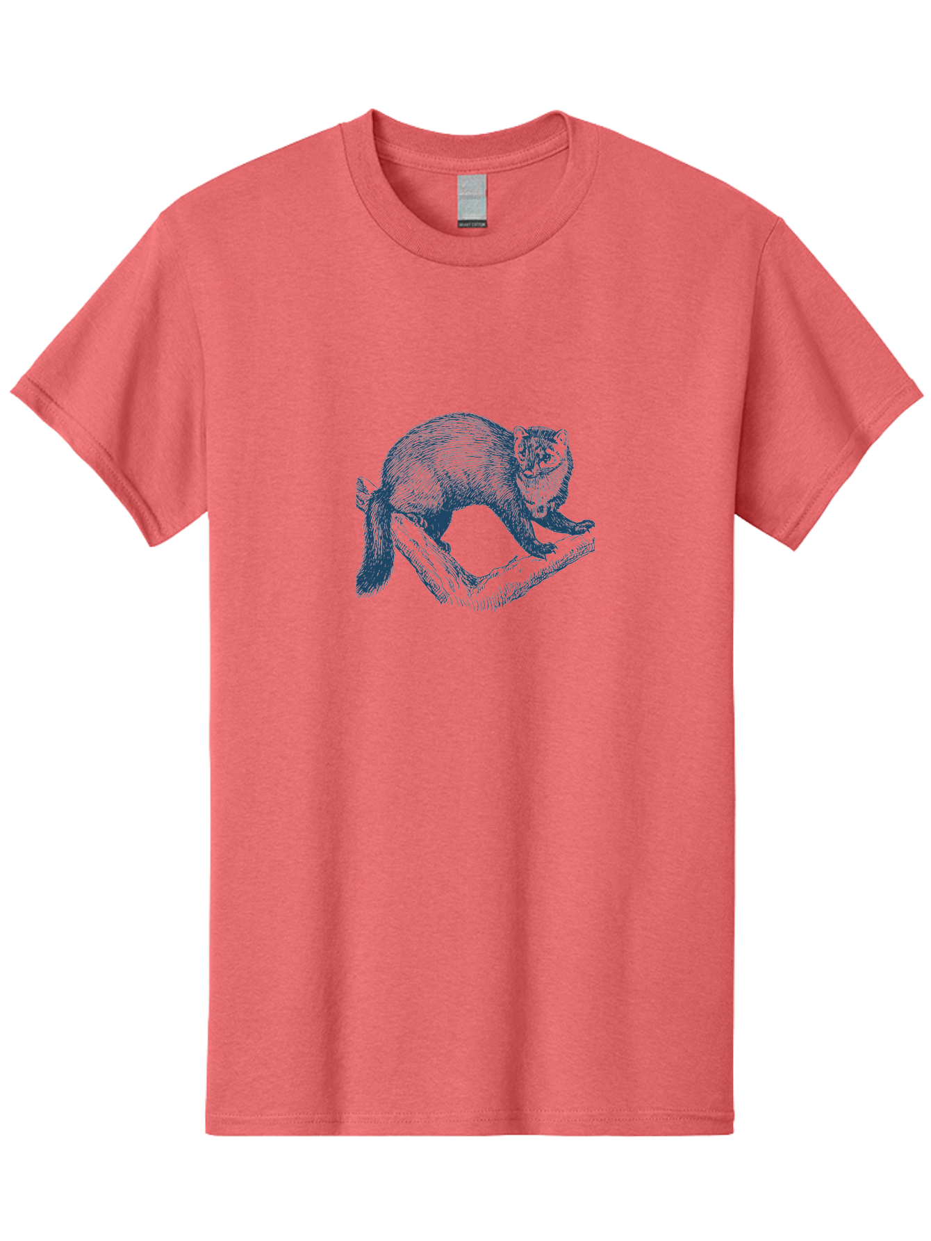Wild Marten Men'S Graphic Tee, 100% Cotton, Comfortable Casual Summer Wear, Machine Washable, Fisher On Log, Wildlife Illustration, Forest Animal, Nature Graphic, Wild Mammal, Detailed Artwork, Artistic Rendering, Tree Branch Aae845 23