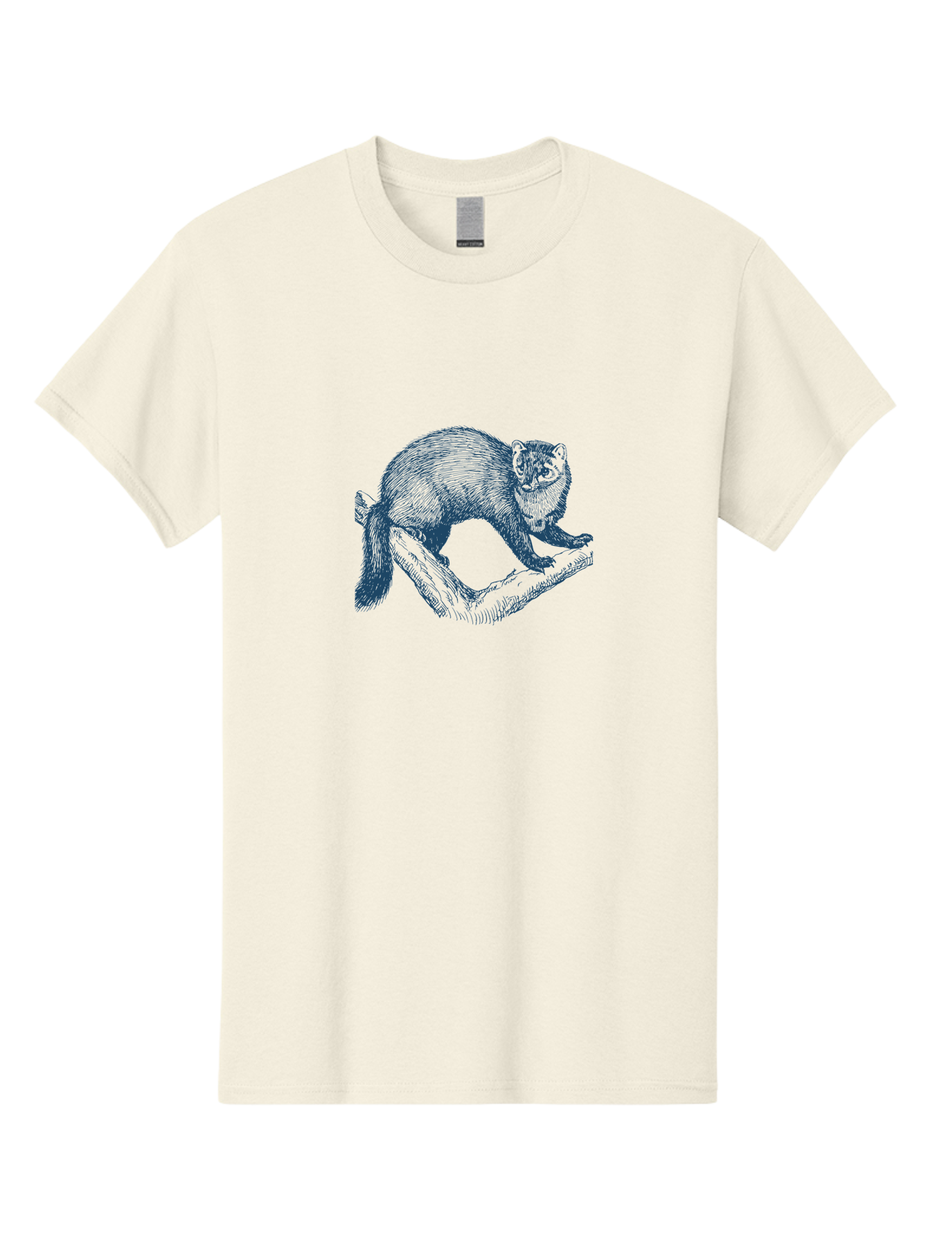 Wild Marten Men'S Graphic Tee, 100% Cotton, Comfortable Casual Summer Wear, Machine Washable, Fisher On Log, Wildlife Illustration, Forest Animal, Nature Graphic, Wild Mammal, Detailed Artwork, Artistic Rendering, Tree Branch Aae845 29