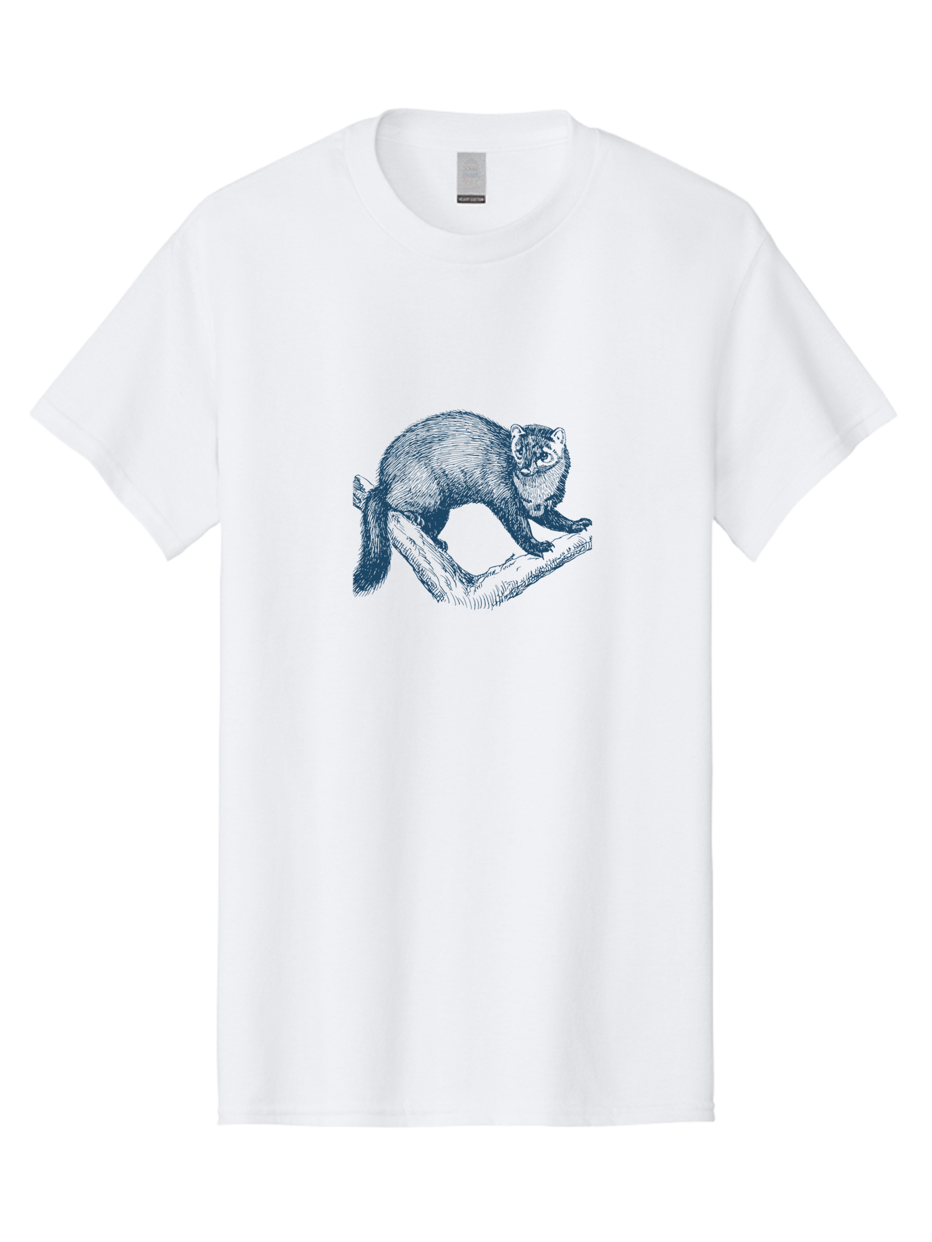 Wild Marten Men'S Graphic Tee, 100% Cotton, Comfortable Casual Summer Wear, Machine Washable, Fisher On Log, Wildlife Illustration, Forest Animal, Nature Graphic, Wild Mammal, Detailed Artwork, Artistic Rendering, Tree Branch Aae845 13
