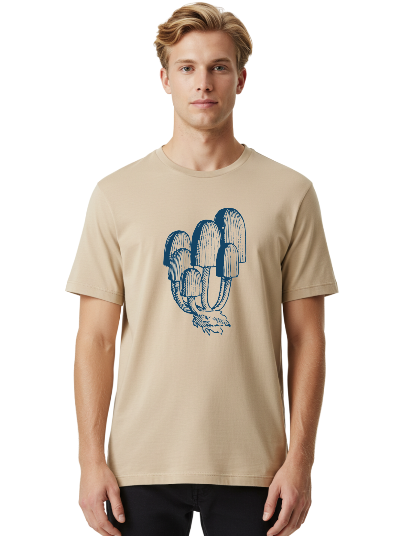 Wild Mushroom Bunch Men'S Graphic Tee, 100% Cotton, Comfortable Casual Summer Wear, Machine Washable, Clustered Mushrooms, Fungi Illustration, Botanical Art, Wild Mushrooms, Forest Fungi, Detailed Drawing, Nature-Inspired Design Aae846 28
