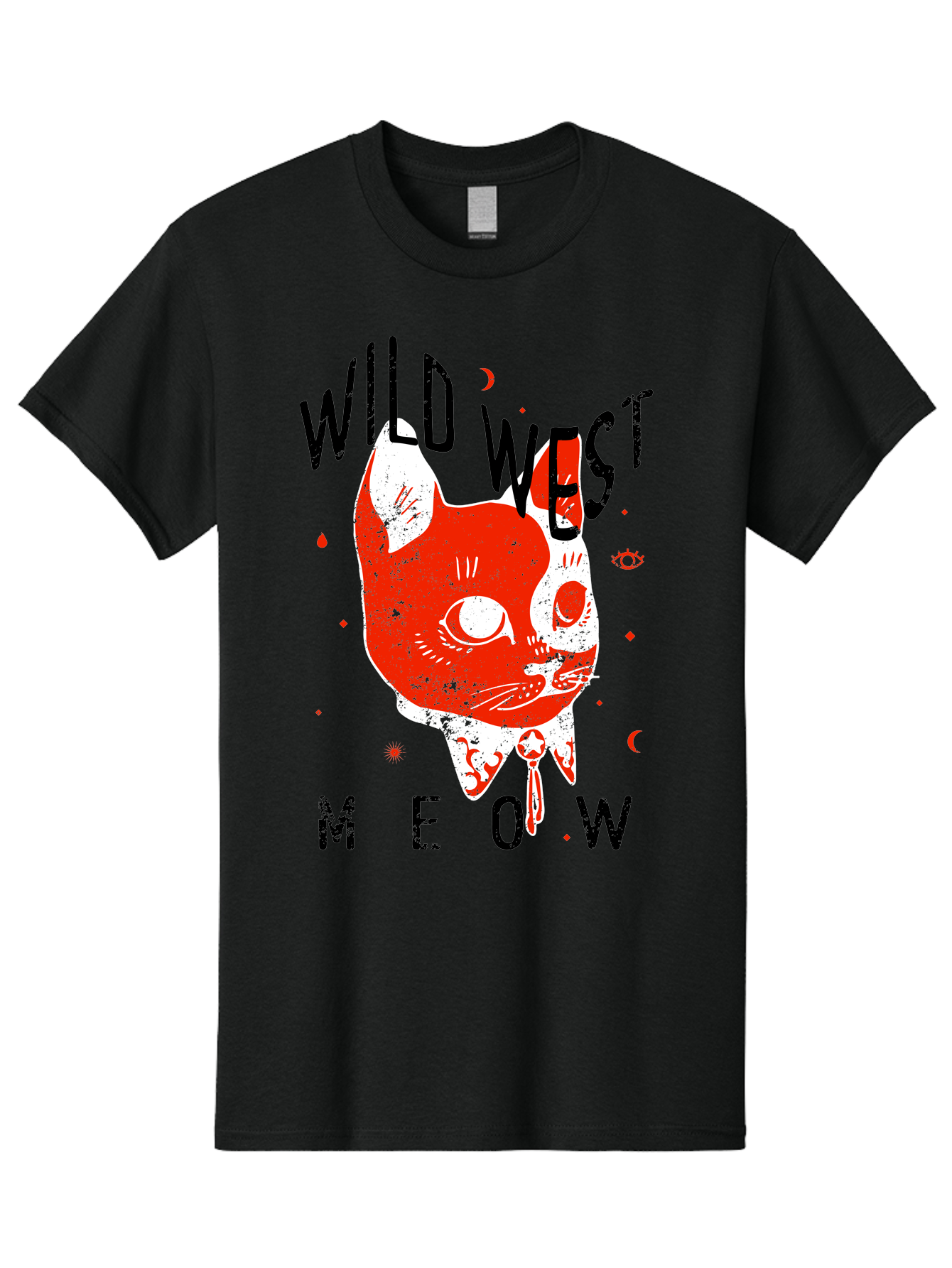 Wild West Cat Men'S Graphic Tee, 100% Cotton, Comfortable Casual Summer Wear, Machine Washable, Wild Cat, Whimsical Design, Western Theme, Playful Illustration, Feline Character, Abstract Art, Bold Typography, Creative Graphics, Quirky Style, Aae847 7