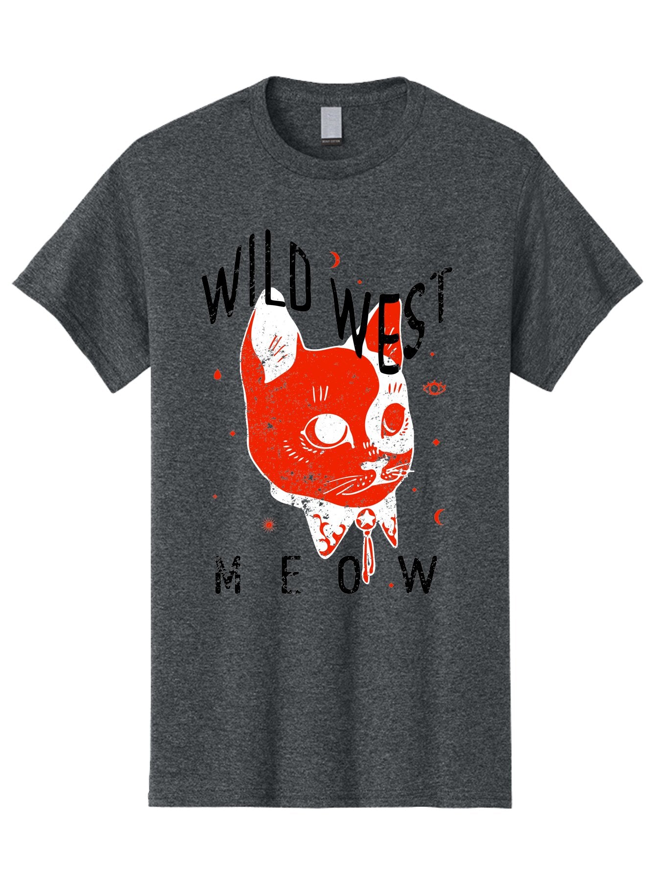 Wild West Cat Men'S Graphic Tee, 100% Cotton, Comfortable Casual Summer Wear, Machine Washable, Wild Cat, Whimsical Design, Western Theme, Playful Illustration, Feline Character, Abstract Art, Bold Typography, Creative Graphics, Quirky Style, Aae847 7