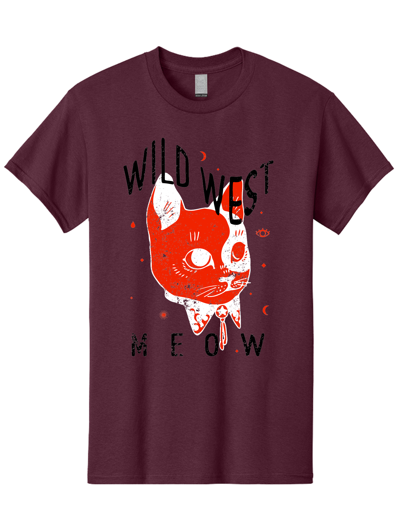 Wild West Cat Men'S Graphic Tee, 100% Cotton, Comfortable Casual Summer Wear, Machine Washable, Wild Cat, Whimsical Design, Western Theme, Playful Illustration, Feline Character, Abstract Art, Bold Typography, Creative Graphics, Quirky Style, Aae847 27