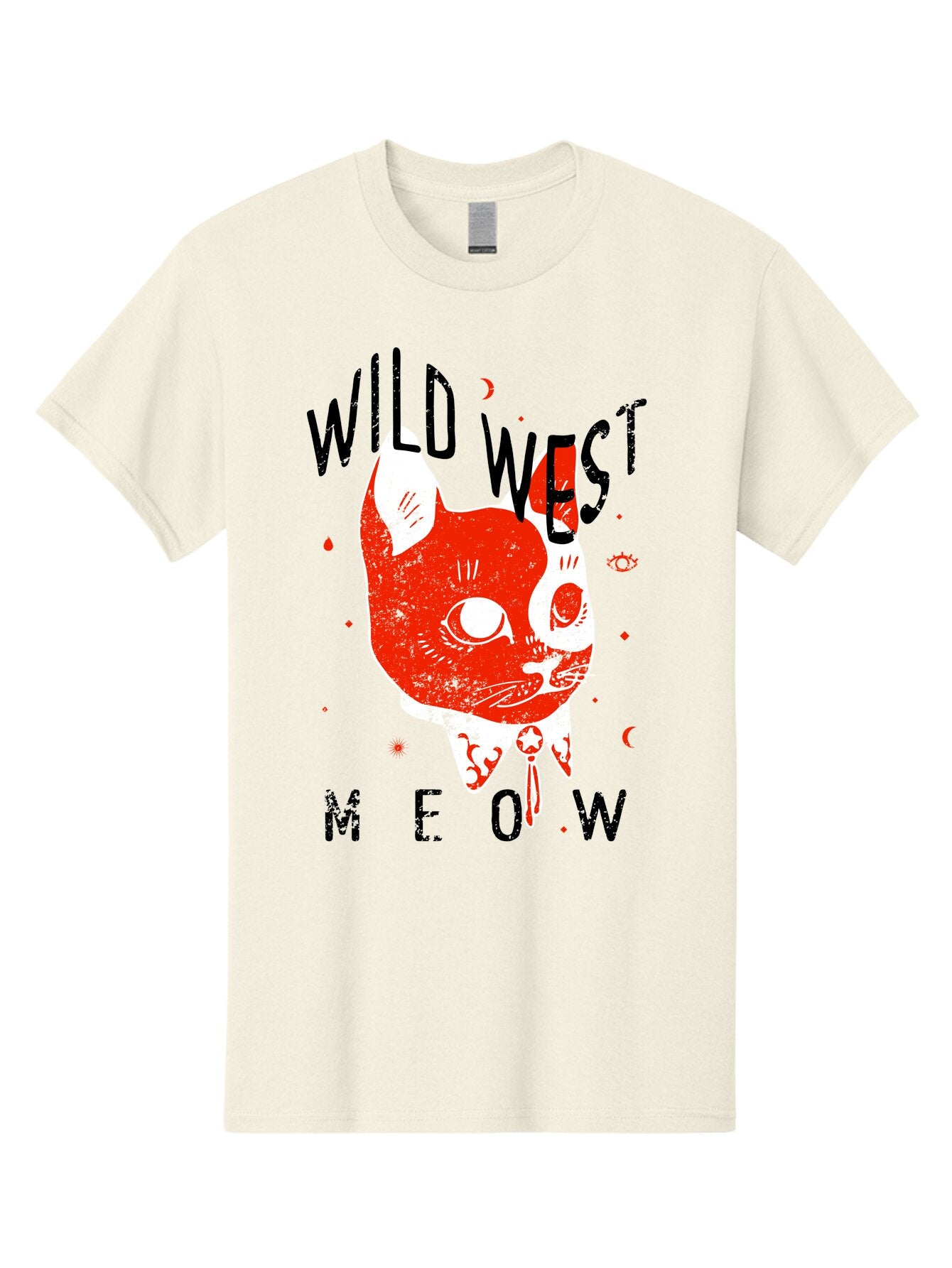 Wild West Cat Men'S Graphic Tee, 100% Cotton, Comfortable Casual Summer Wear, Machine Washable, Wild Cat, Whimsical Design, Western Theme, Playful Illustration, Feline Character, Abstract Art, Bold Typography, Creative Graphics, Quirky Style, Aae847 14
