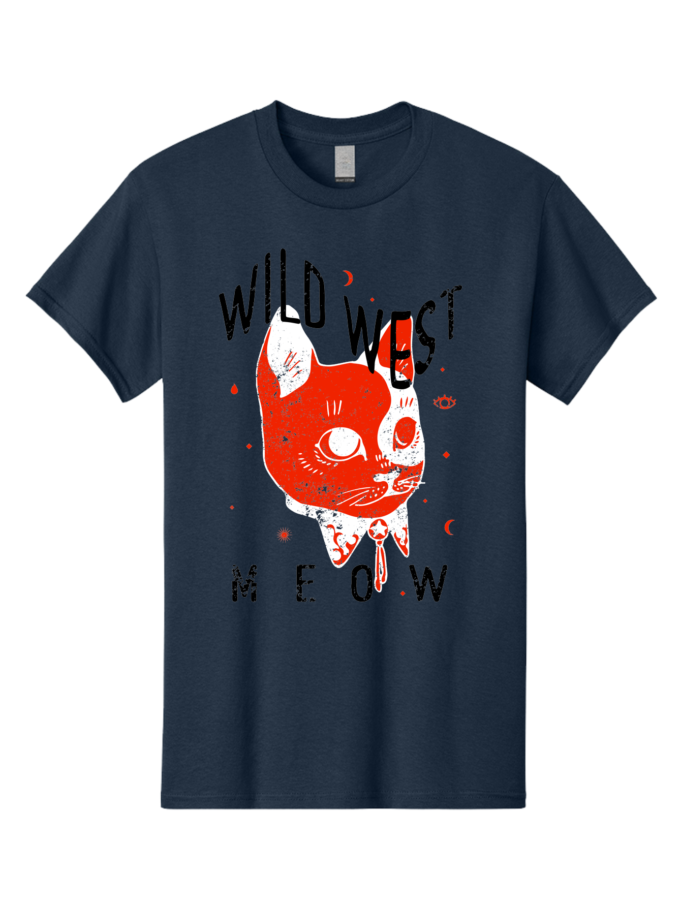 Wild West Cat Men'S Graphic Tee, 100% Cotton, Comfortable Casual Summer Wear, Machine Washable, Wild Cat, Whimsical Design, Western Theme, Playful Illustration, Feline Character, Abstract Art, Bold Typography, Creative Graphics, Quirky Style, Aae847 9