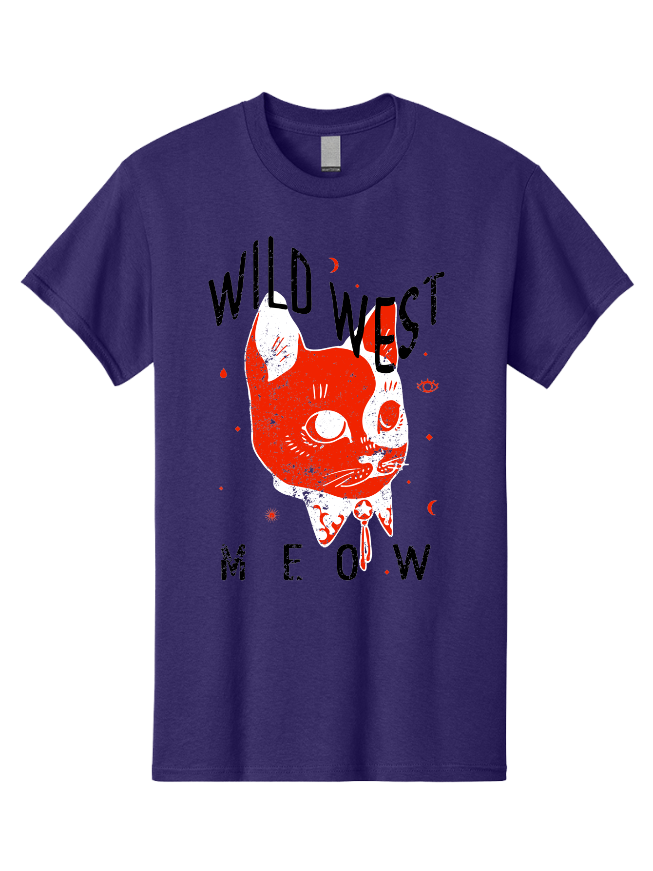 Wild West Cat Men'S Graphic Tee, 100% Cotton, Comfortable Casual Summer Wear, Machine Washable, Wild Cat, Whimsical Design, Western Theme, Playful Illustration, Feline Character, Abstract Art, Bold Typography, Creative Graphics, Quirky Style, Aae847 19