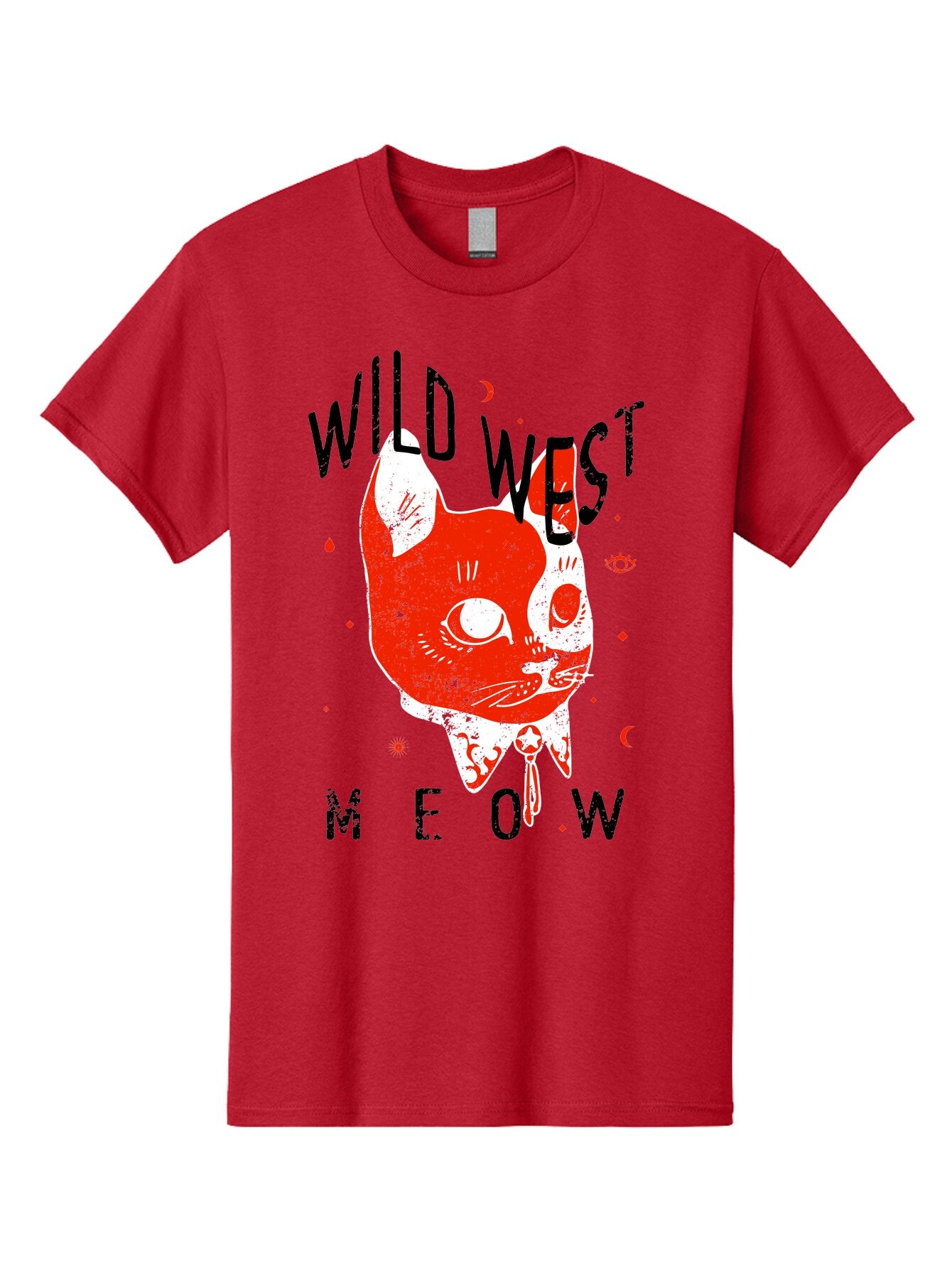 Wild West Cat Men'S Graphic Tee, 100% Cotton, Comfortable Casual Summer Wear, Machine Washable, Wild Cat, Whimsical Design, Western Theme, Playful Illustration, Feline Character, Abstract Art, Bold Typography, Creative Graphics, Quirky Style, Aae847 8