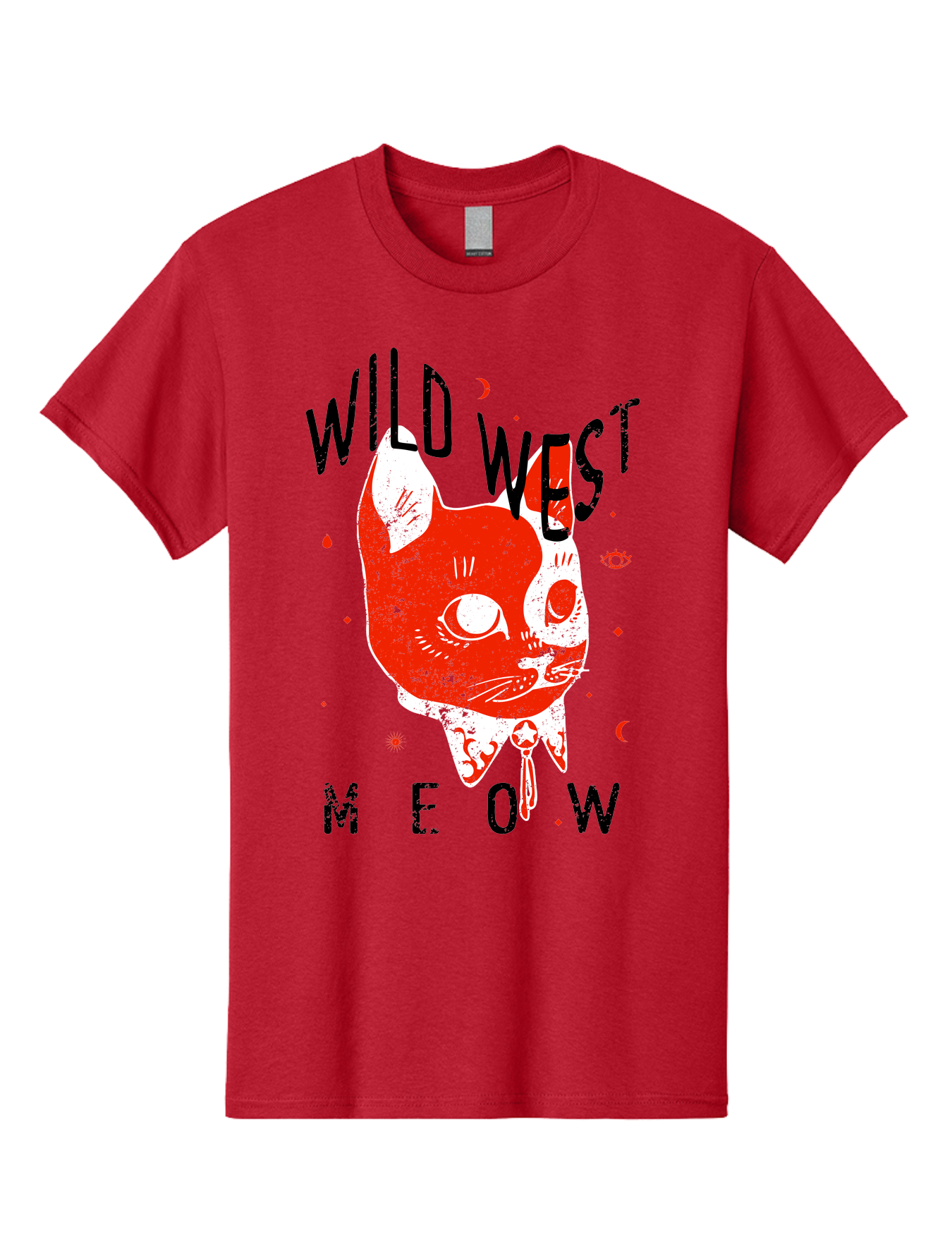 Wild West Cat Men'S Graphic Tee, 100% Cotton, Comfortable Casual Summer Wear, Machine Washable, Wild Cat, Whimsical Design, Western Theme, Playful Illustration, Feline Character, Abstract Art, Bold Typography, Creative Graphics, Quirky Style, Aae847 11