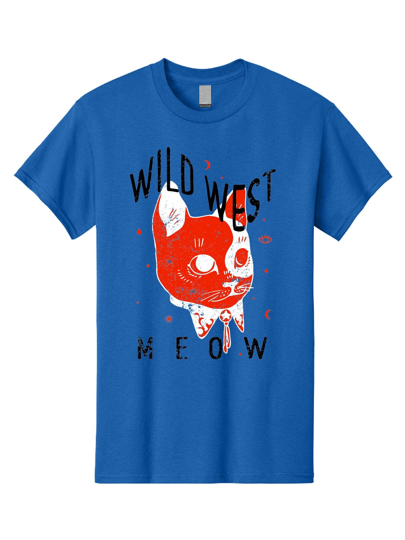 Wild West Cat Men'S Graphic Tee, 100% Cotton, Comfortable Casual Summer Wear, Machine Washable, Wild Cat, Whimsical Design, Western Theme, Playful Illustration, Feline Character, Abstract Art, Bold Typography, Creative Graphics, Quirky Style, Aae847 6