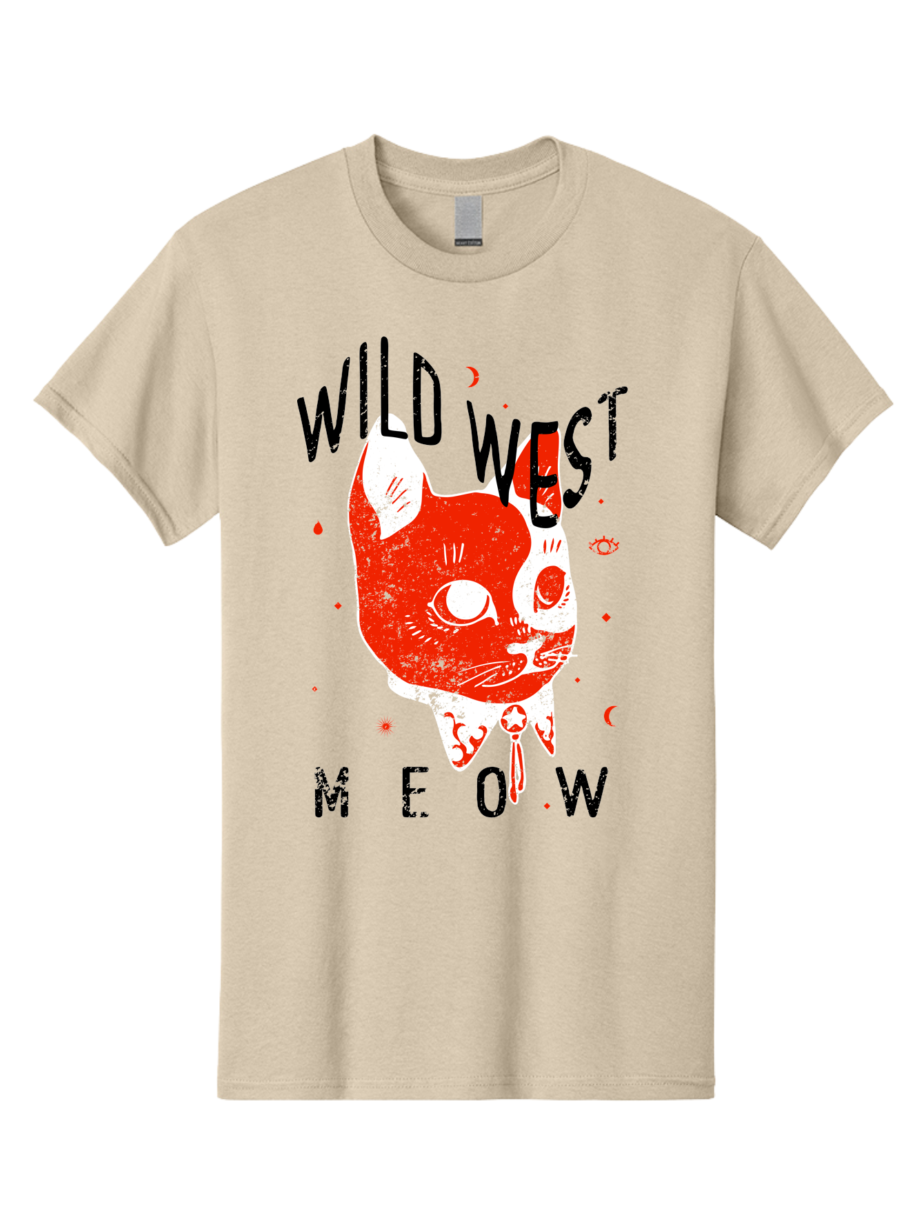 Wild West Cat Men'S Graphic Tee, 100% Cotton, Comfortable Casual Summer Wear, Machine Washable, Wild Cat, Whimsical Design, Western Theme, Playful Illustration, Feline Character, Abstract Art, Bold Typography, Creative Graphics, Quirky Style, Aae847 21
