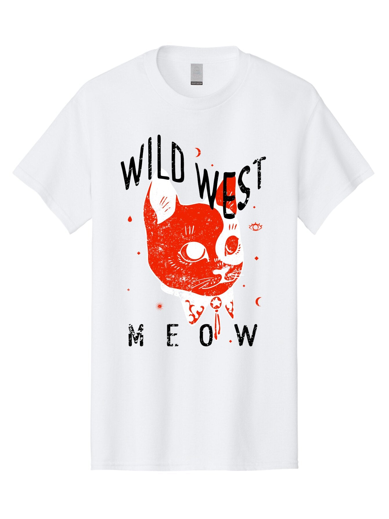 Wild West Cat Men'S Graphic Tee, 100% Cotton, Comfortable Casual Summer Wear, Machine Washable, Wild Cat, Whimsical Design, Western Theme, Playful Illustration, Feline Character, Abstract Art, Bold Typography, Creative Graphics, Quirky Style, Aae847 13