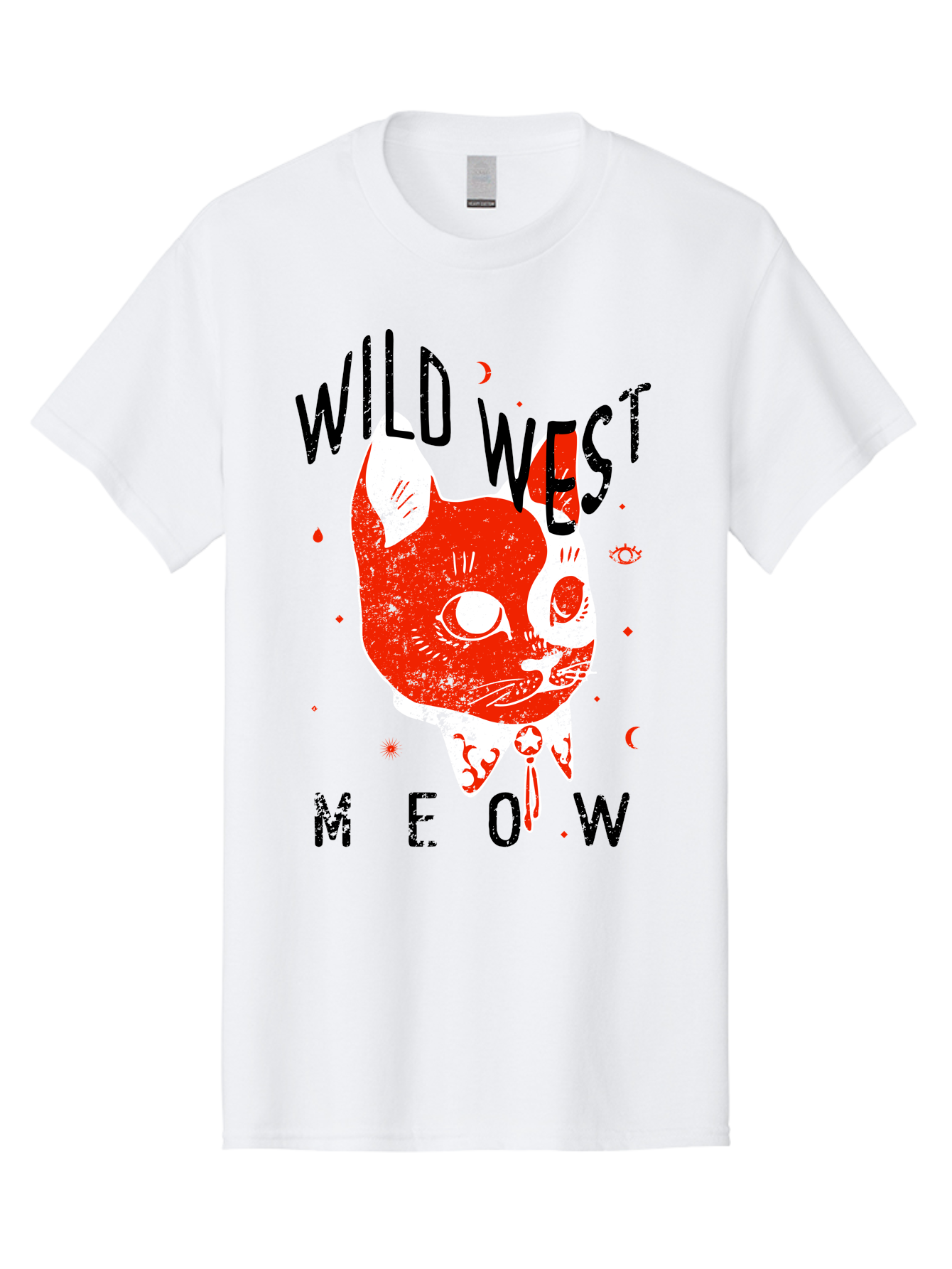 Wild West Cat Men'S Graphic Tee, 100% Cotton, Comfortable Casual Summer Wear, Machine Washable, Wild Cat, Whimsical Design, Western Theme, Playful Illustration, Feline Character, Abstract Art, Bold Typography, Creative Graphics, Quirky Style, Aae847 29