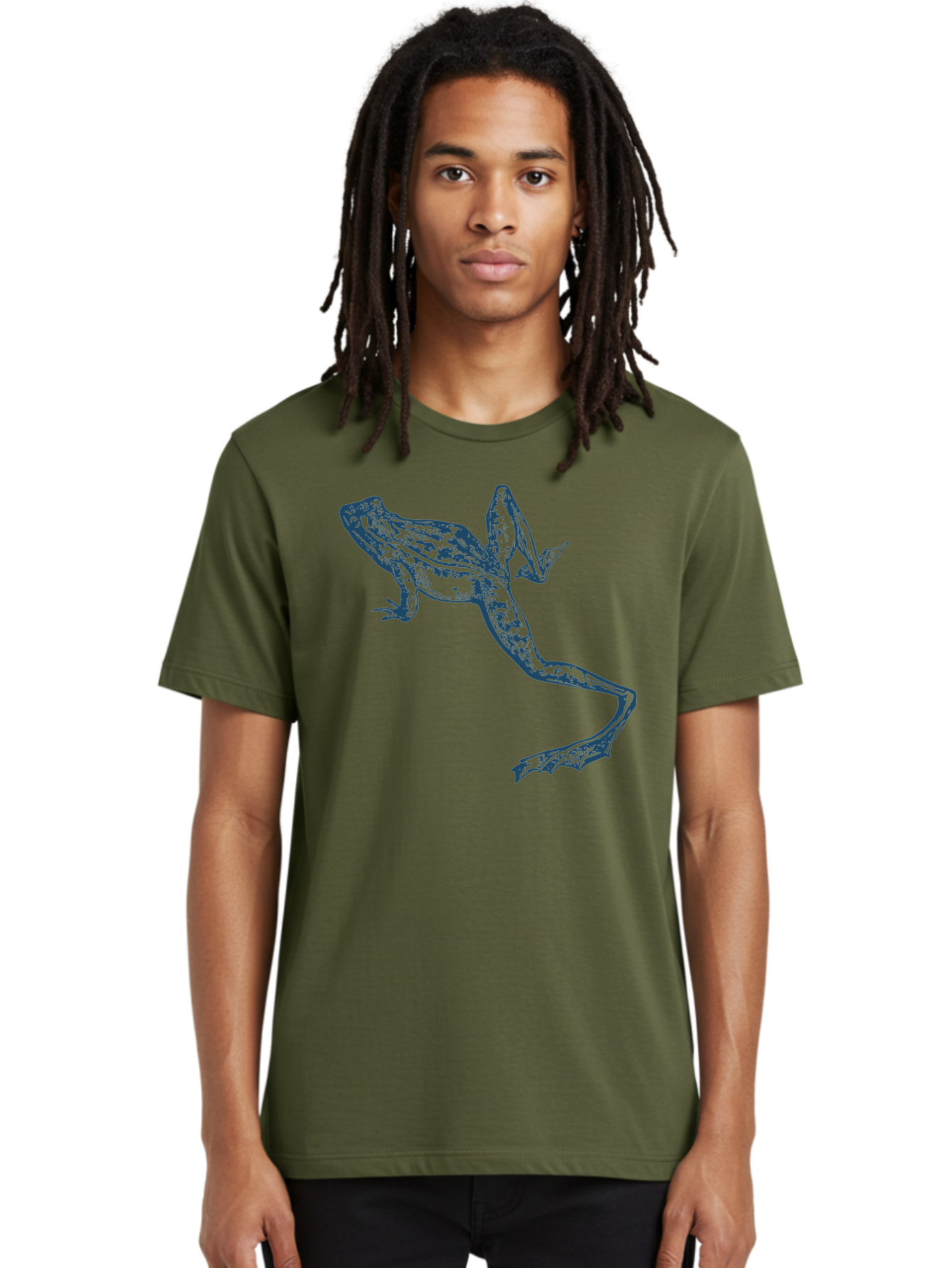 Wildjump Frog Men'S Graphic Tee, 100% Cotton, Comfortable Casual Summer Wear, Machine Washable, Stylized Frog, Blue Illustration, Abstract Art, Frog Species, Wildlife Art, Amphibian, Modern Design, Creative Graphics Aae849 14