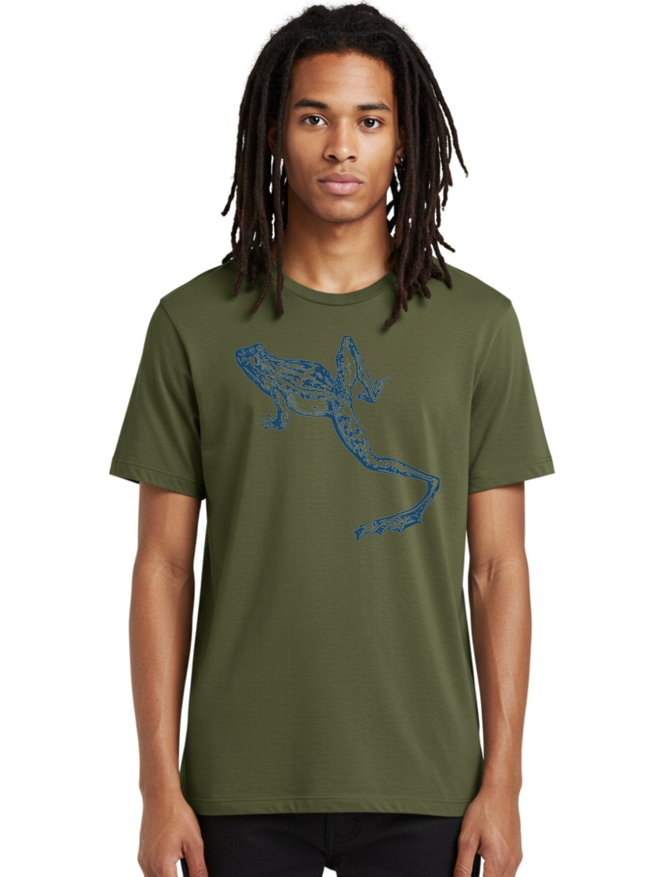 Wildjump Frog Men'S Graphic Tee, 100% Cotton, Comfortable Casual Summer Wear, Machine Washable, Stylized Frog, Blue Illustration, Abstract Art, Frog Species, Wildlife Art, Amphibian, Modern Design, Creative Graphics Aae849 24