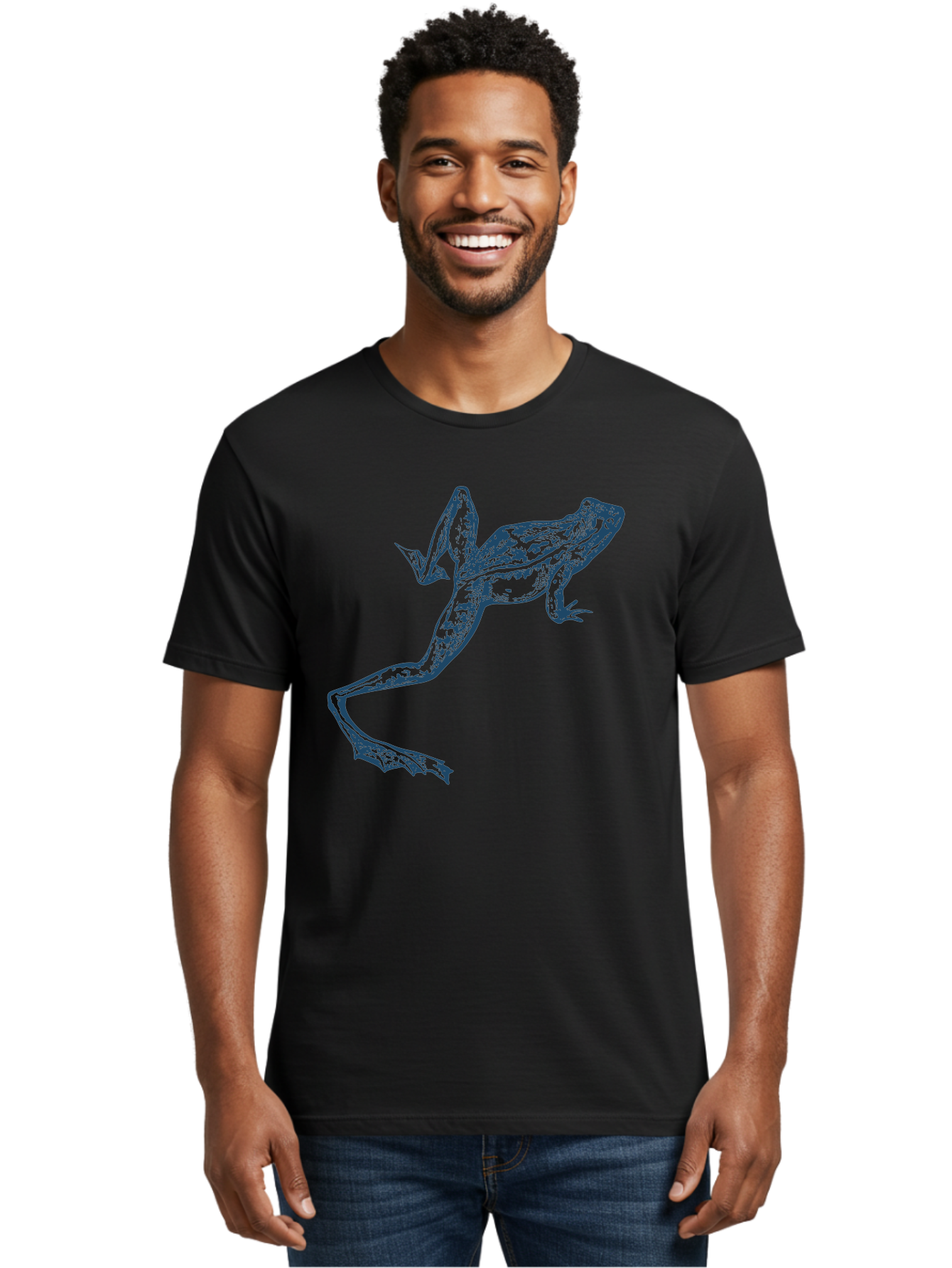 Wildjump Frog 2 Men'S Graphic Tee, 100% Cotton, Comfortable Casual Summer Wear, Machine Washable, Leaping Frog, Dynamic Pose, Intricate Details, Amphibian Art, Wildlife Illustration, Creative Graphics, Jumping Frog, Artistic Design, Aae850 6