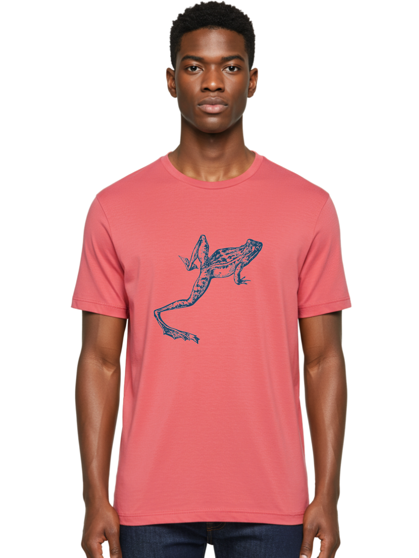 Wildjump Frog 2 Men'S Graphic Tee, 100% Cotton, Comfortable Casual Summer Wear, Machine Washable, Leaping Frog, Dynamic Pose, Intricate Details, Amphibian Art, Wildlife Illustration, Creative Graphics, Jumping Frog, Artistic Design, Aae850 18