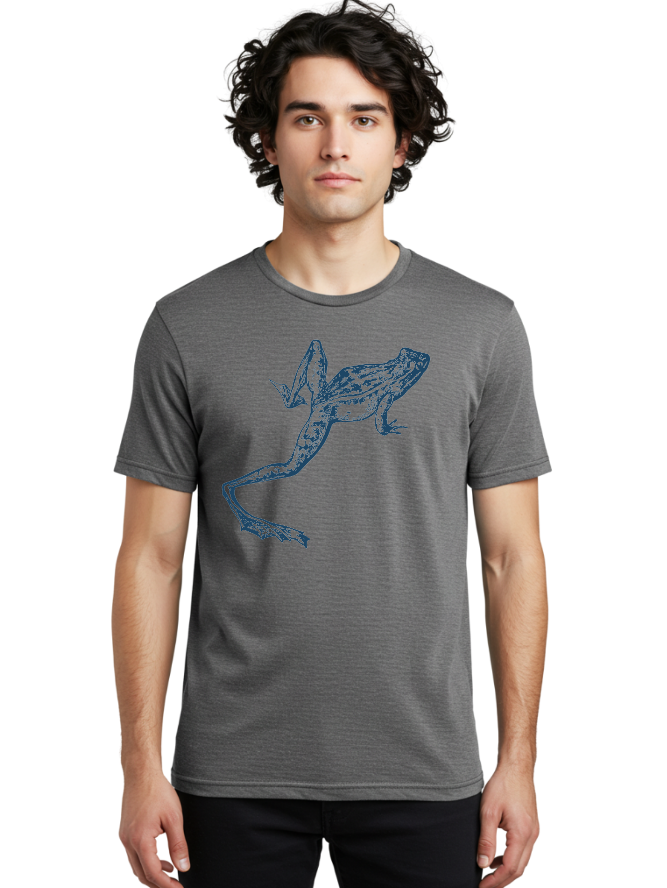Wildjump Frog 2 Men'S Graphic Tee, 100% Cotton, Comfortable Casual Summer Wear, Machine Washable, Leaping Frog, Dynamic Pose, Intricate Details, Amphibian Art, Wildlife Illustration, Creative Graphics, Jumping Frog, Artistic Design, Aae850 4
