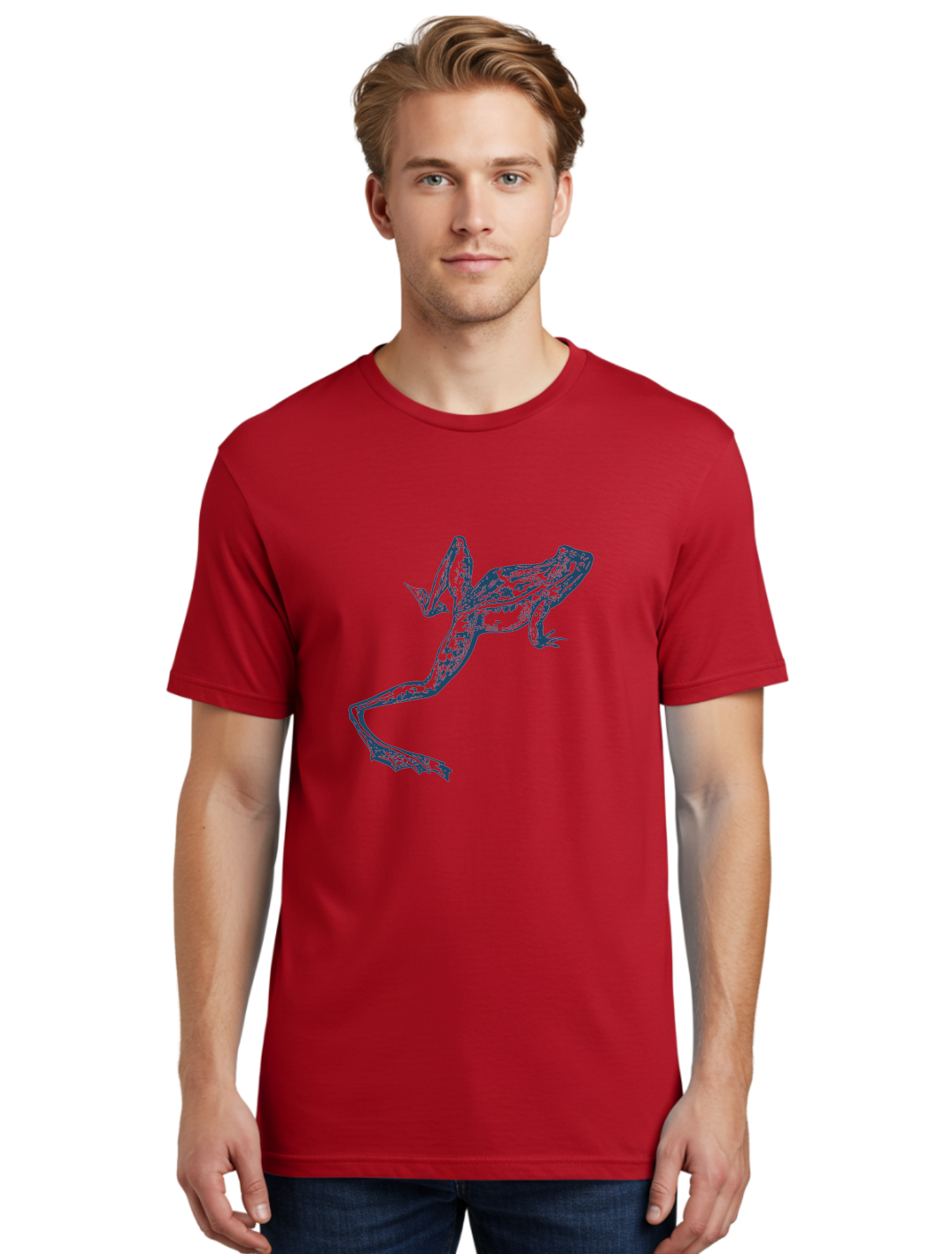 Wildjump Frog 2 Men'S Graphic Tee, 100% Cotton, Comfortable Casual Summer Wear, Machine Washable, Leaping Frog, Dynamic Pose, Intricate Details, Amphibian Art, Wildlife Illustration, Creative Graphics, Jumping Frog, Artistic Design, Aae850 10