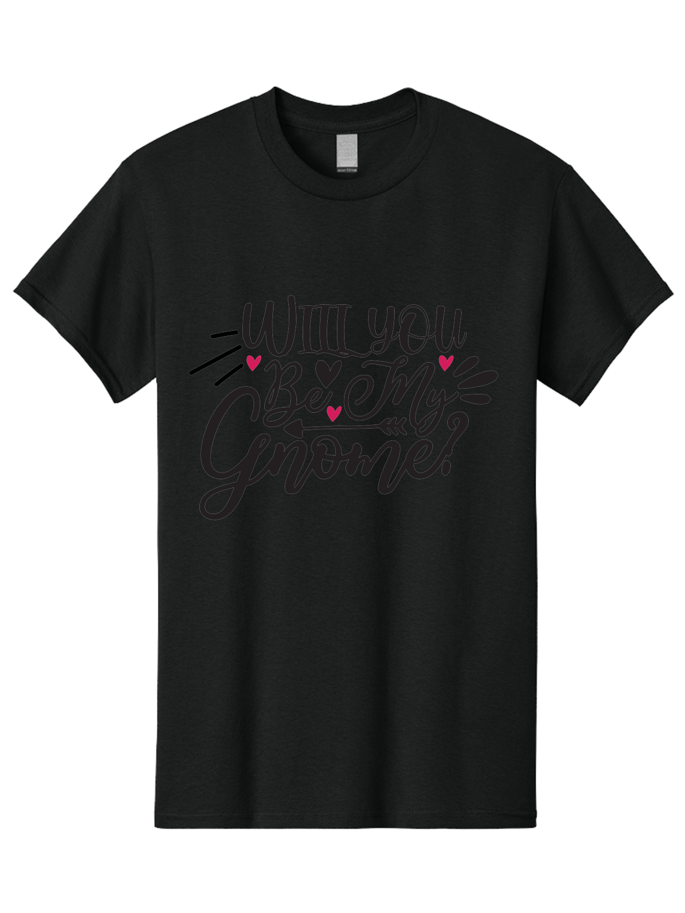 Will You Be My Gnome Men'S Graphic Tee, 100% Cotton, Comfortable Casual Summer Wear, Machine Washable, Romantic Quote, Gnome Love, Valentine'S Day, Cute Phrase, Sweet Message, Handmade Feel, Whimsical Typography, Playful Hearts, Aae851 23