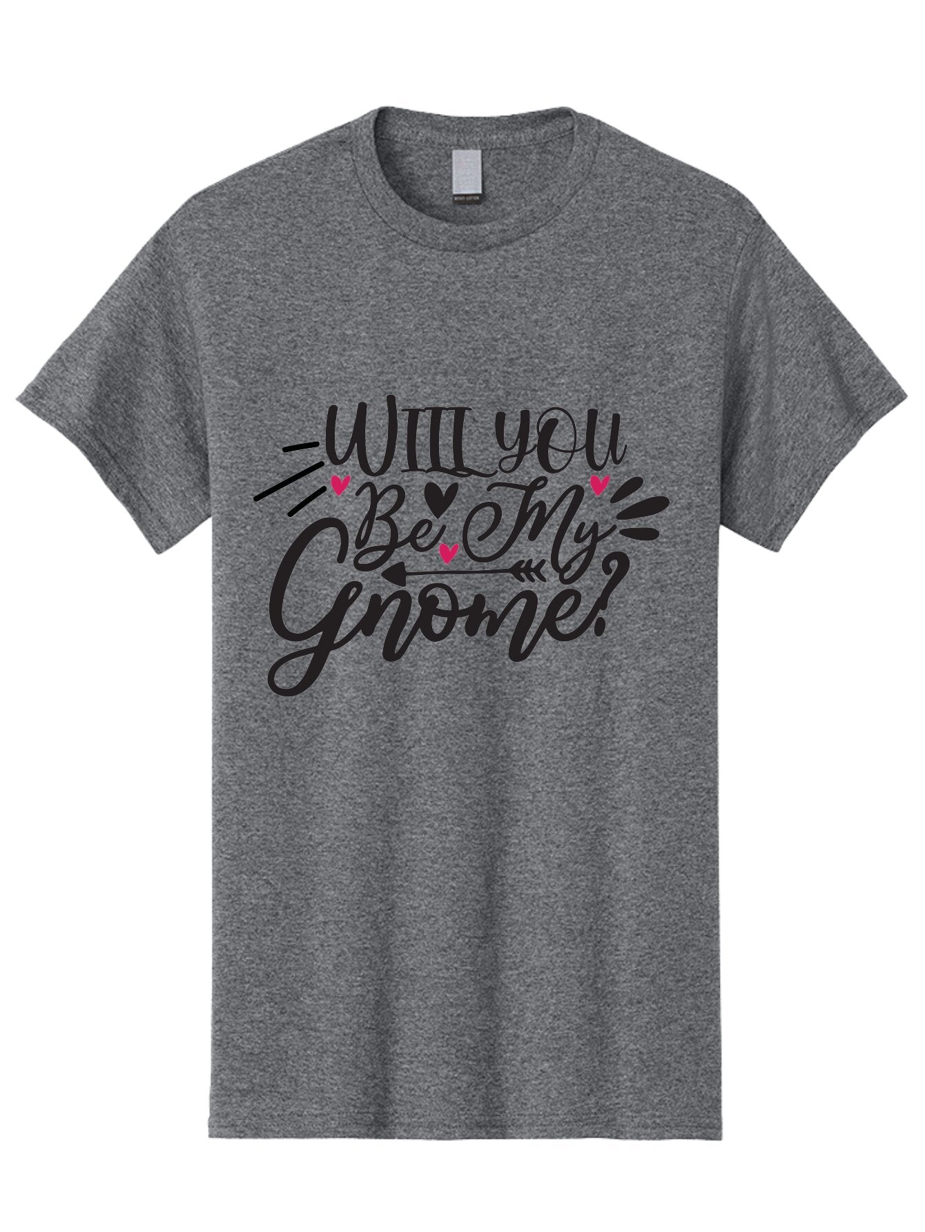 Will You Be My Gnome Men'S Graphic Tee, 100% Cotton, Comfortable Casual Summer Wear, Machine Washable, Romantic Quote, Gnome Love, Valentine'S Day, Cute Phrase, Sweet Message, Handmade Feel, Whimsical Typography, Playful Hearts, Aae851 10