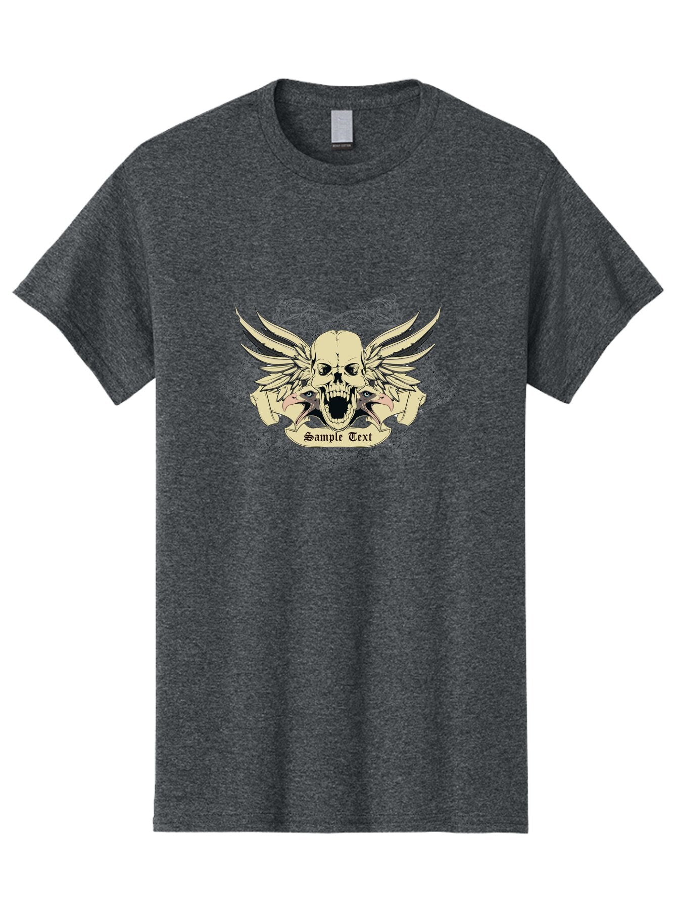 Wings Of Vengeance Skull Men'S Graphic Tee, 100% Cotton, Comfortable Casual Summer Wear, Machine Washable, Skull With Wings, Tattoo Art, Gothic Design, Skull Illustration, Winged Skull, Sample Text, Bold Graphics, Edgy Style, Aae855 13
