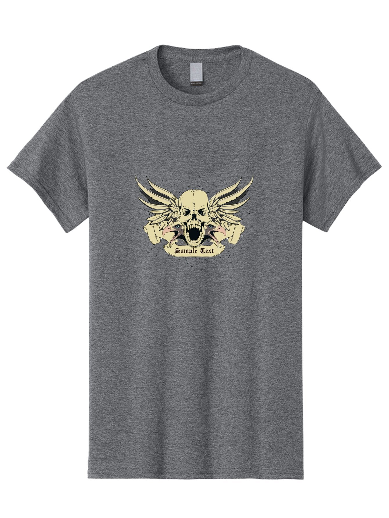 Wings Of Vengeance Skull Men'S Graphic Tee, 100% Cotton, Comfortable Casual Summer Wear, Machine Washable, Skull With Wings, Tattoo Art, Gothic Design, Skull Illustration, Winged Skull, Sample Text, Bold Graphics, Edgy Style, Aae855 8