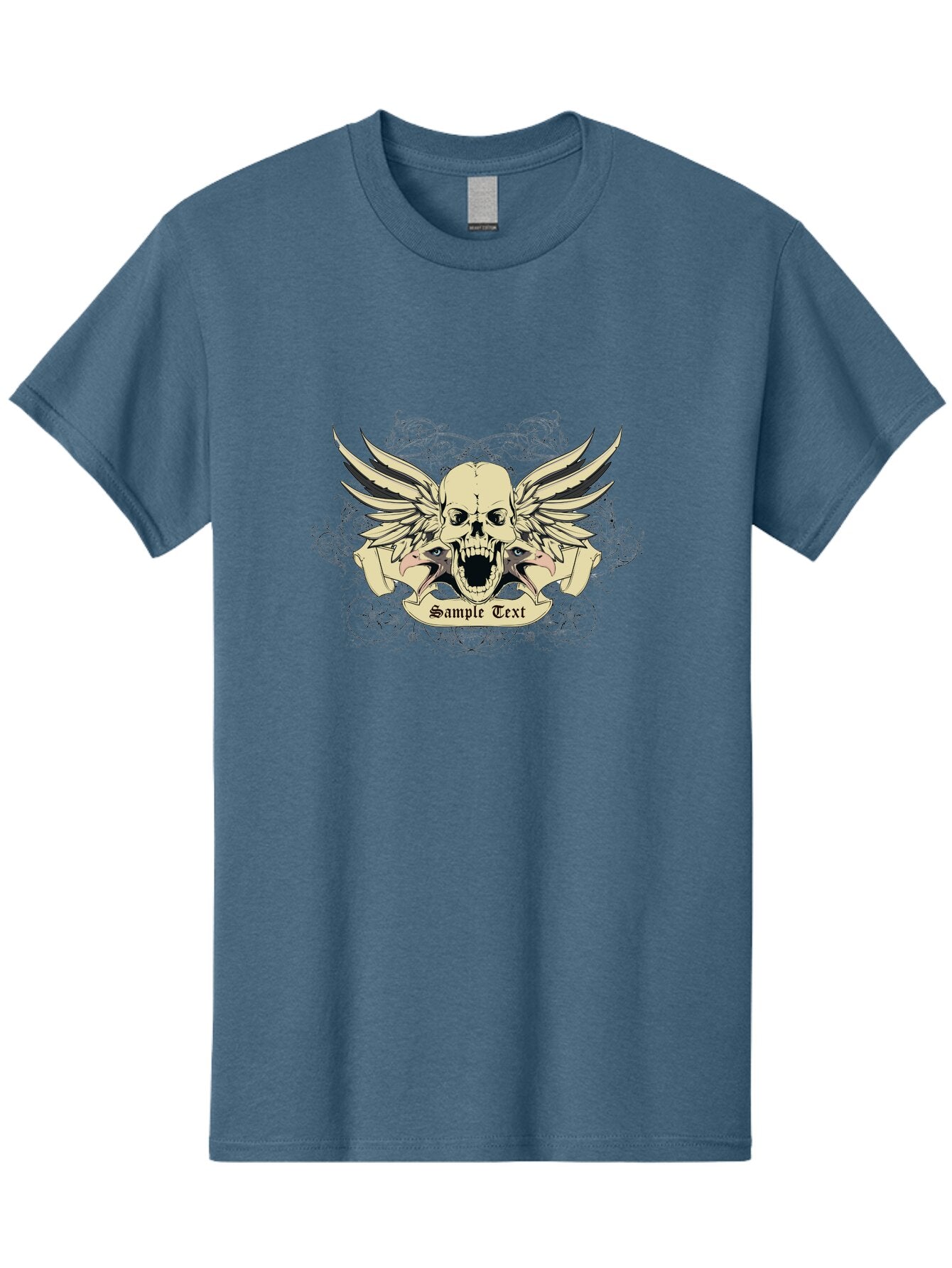 Wings Of Vengeance Skull Men'S Graphic Tee, 100% Cotton, Comfortable Casual Summer Wear, Machine Washable, Skull With Wings, Tattoo Art, Gothic Design, Skull Illustration, Winged Skull, Sample Text, Bold Graphics, Edgy Style, Aae855 11