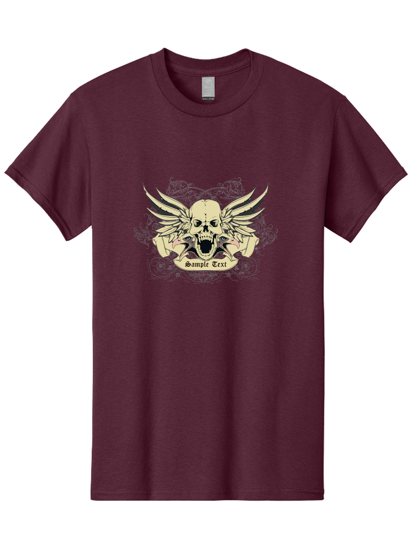 Wings Of Vengeance Skull Men'S Graphic Tee, 100% Cotton, Comfortable Casual Summer Wear, Machine Washable, Skull With Wings, Tattoo Art, Gothic Design, Skull Illustration, Winged Skull, Sample Text, Bold Graphics, Edgy Style, Aae855 21