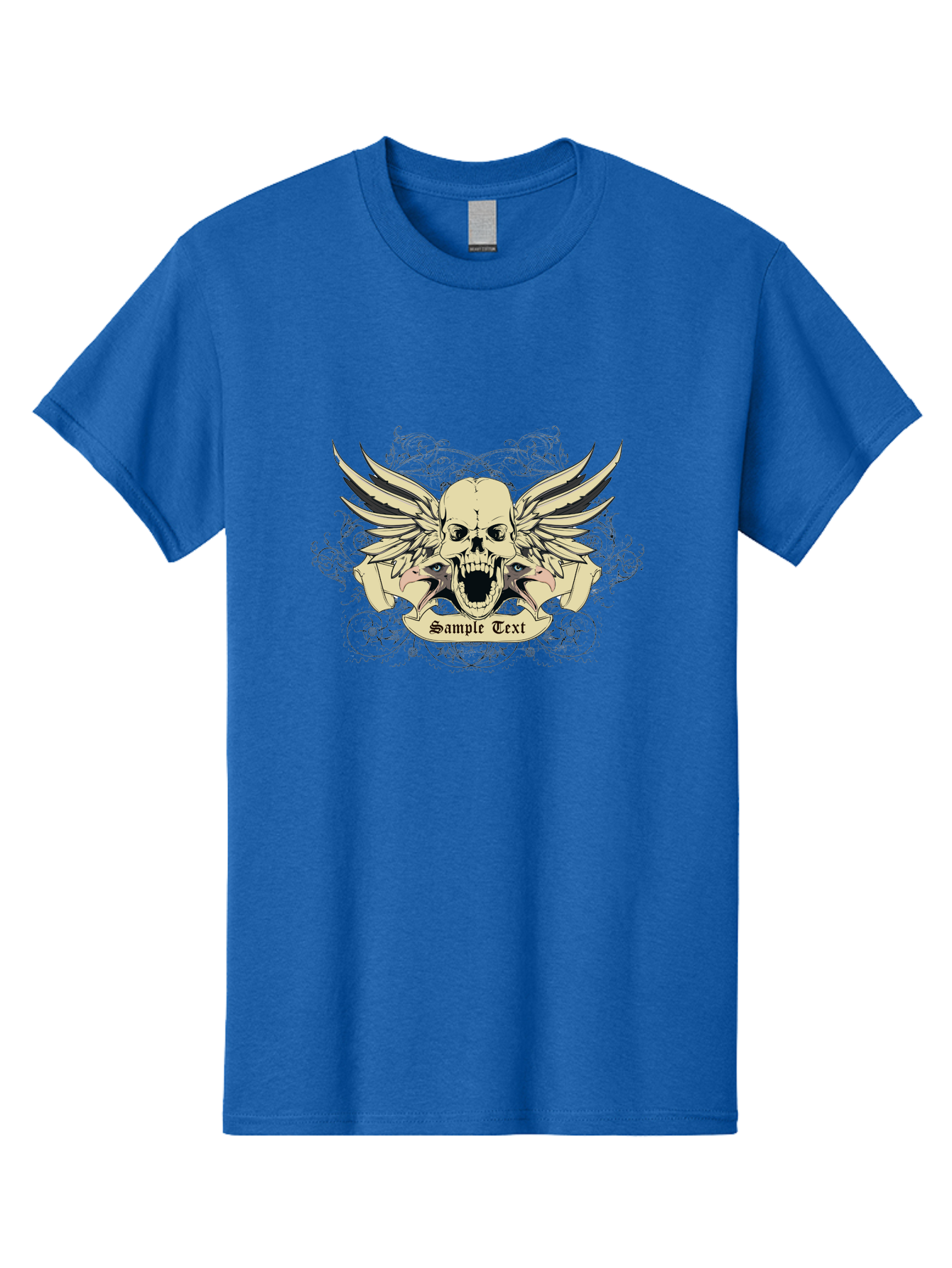 Wings Of Vengeance Skull Men'S Graphic Tee, 100% Cotton, Comfortable Casual Summer Wear, Machine Washable, Skull With Wings, Tattoo Art, Gothic Design, Skull Illustration, Winged Skull, Sample Text, Bold Graphics, Edgy Style, Aae855