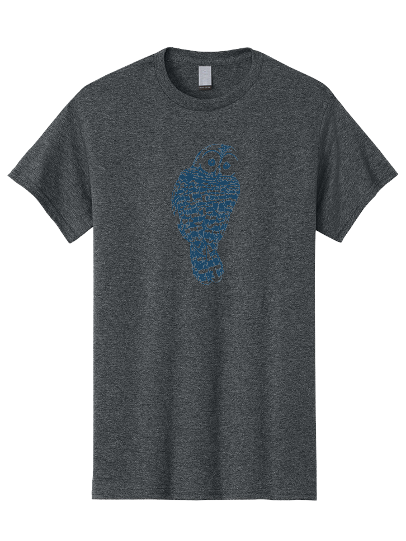 Wise Woodland Owl Men'S Graphic Tee, 100% Cotton, Comfortable Casual Summer Wear, Machine Washable, Owl Illustration, Nocturnal Bird, Wise Animal, Big Eyes, Feathers Texture, Abstract Art, Blue And Green Tones, Symbolic Creature, Aae856