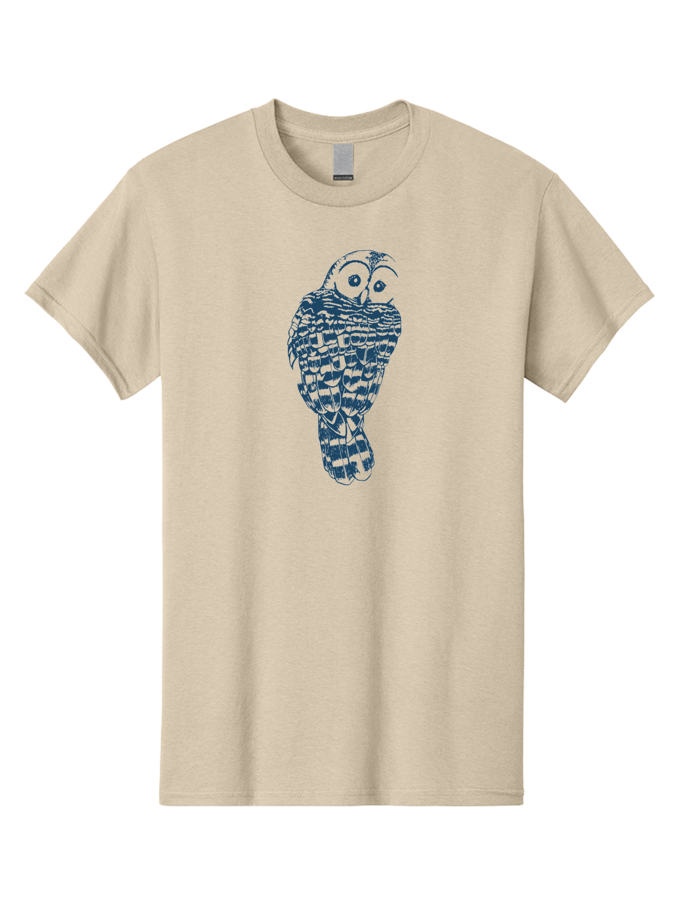 Wise Woodland Owl Men'S Graphic Tee, 100% Cotton, Comfortable Casual Summer Wear, Machine Washable, Owl Illustration, Nocturnal Bird, Wise Animal, Big Eyes, Feathers Texture, Abstract Art, Blue And Green Tones, Symbolic Creature, Aae856 9