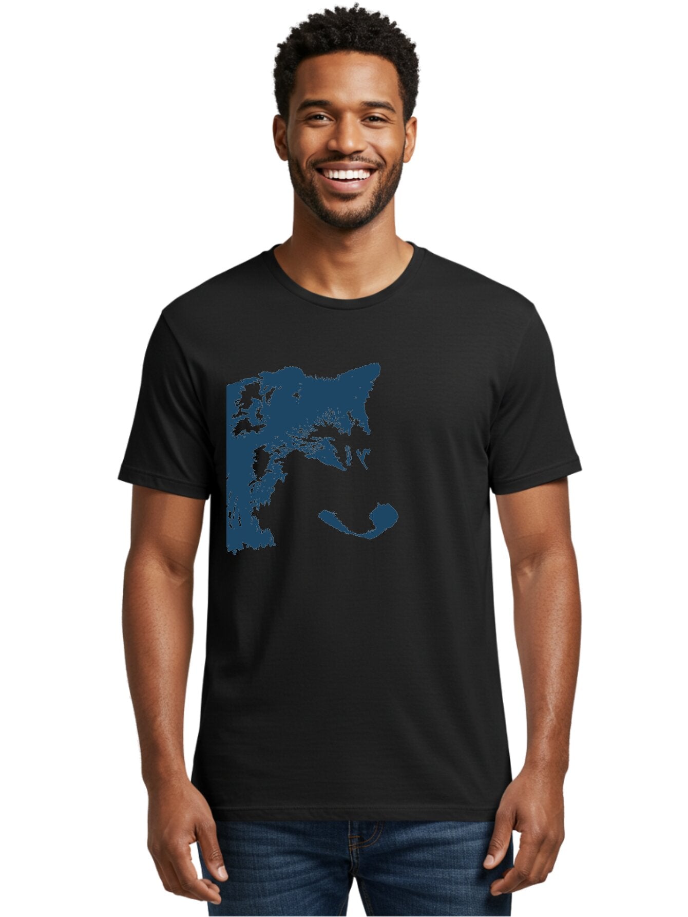 Wolf Men'S Graphic Tee, 100% Cotton, Comfortable Casual Summer Wear, Machine Washable, Wolf Face, Wildlife Animal, Dark Blue Silhouette, Sharp Features, Mysterious Gaze, Bold Graphic Design, Animal Portrait, Abstract Art Aae859 18