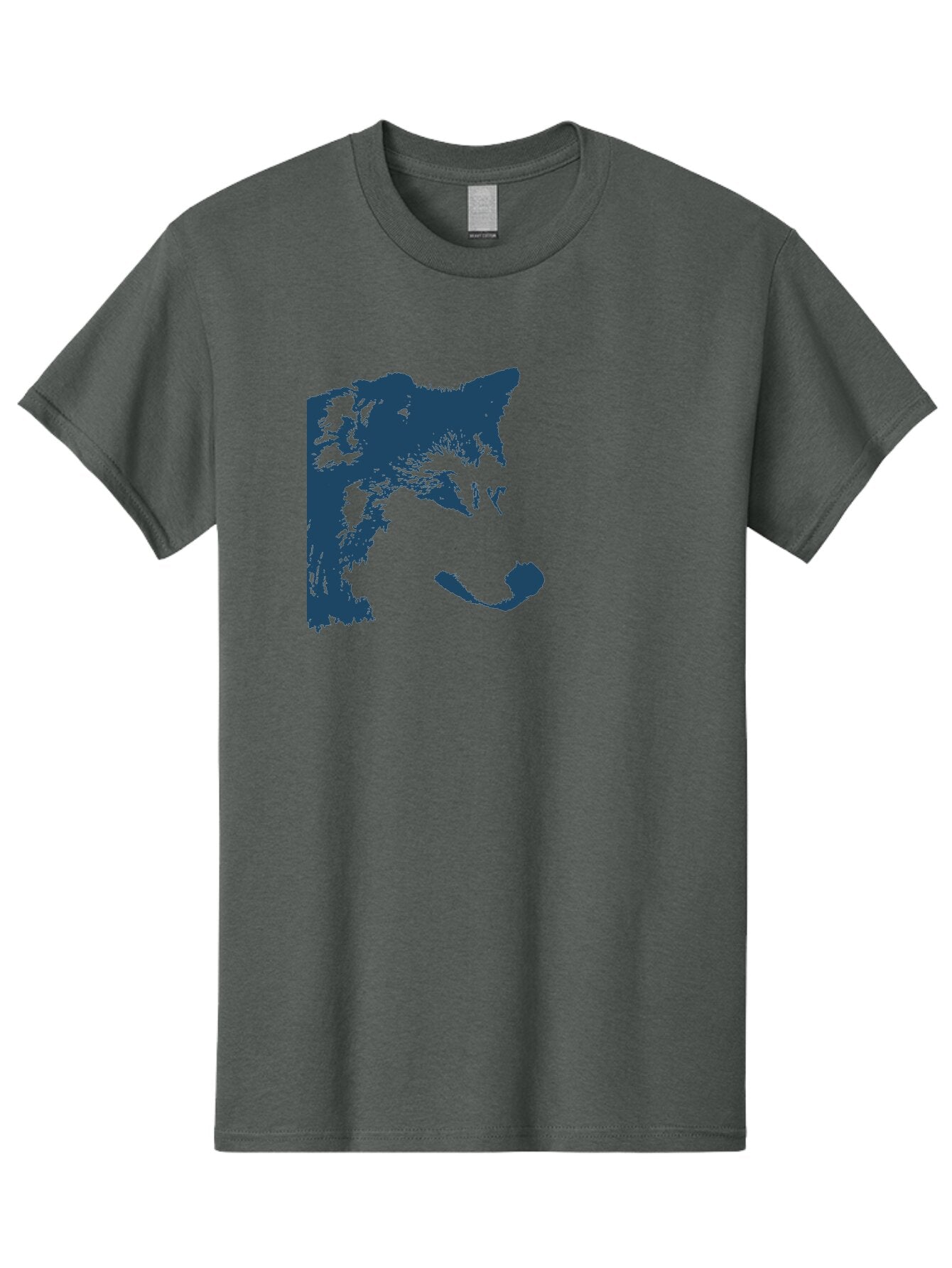 Wolf Men'S Graphic Tee, 100% Cotton, Comfortable Casual Summer Wear, Machine Washable, Wolf Face, Wildlife Animal, Dark Blue Silhouette, Sharp Features, Mysterious Gaze, Bold Graphic Design, Animal Portrait, Abstract Art Aae859