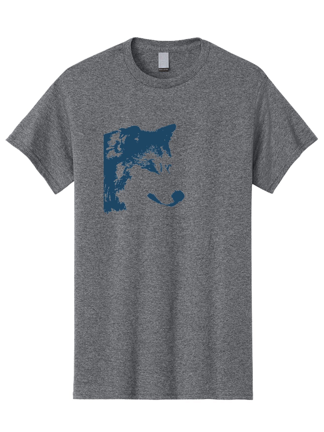 Wolf Men'S Graphic Tee, 100% Cotton, Comfortable Casual Summer Wear, Machine Washable, Wolf Face, Wildlife Animal, Dark Blue Silhouette, Sharp Features, Mysterious Gaze, Bold Graphic Design, Animal Portrait, Abstract Art Aae859 3