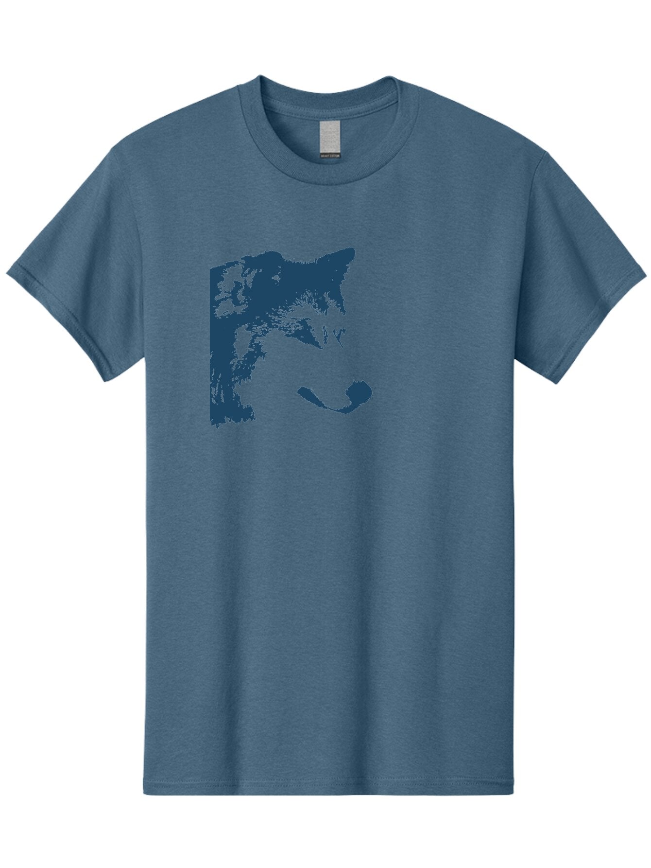 Wolf Men'S Graphic Tee, 100% Cotton, Comfortable Casual Summer Wear, Machine Washable, Wolf Face, Wildlife Animal, Dark Blue Silhouette, Sharp Features, Mysterious Gaze, Bold Graphic Design, Animal Portrait, Abstract Art Aae859 7