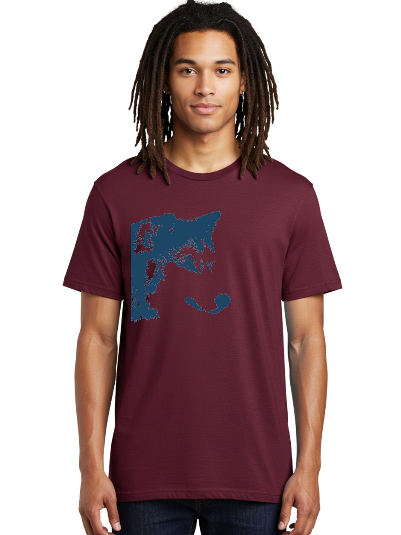 Wolf Men'S Graphic Tee, 100% Cotton, Comfortable Casual Summer Wear, Machine Washable, Wolf Face, Wildlife Animal, Dark Blue Silhouette, Sharp Features, Mysterious Gaze, Bold Graphic Design, Animal Portrait, Abstract Art Aae859 24