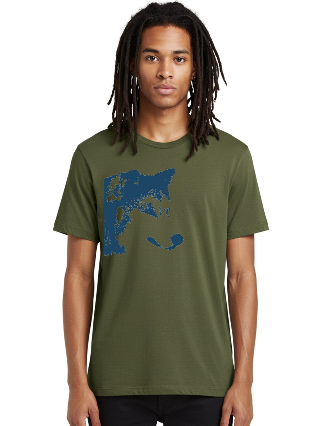 Wolf Men'S Graphic Tee, 100% Cotton, Comfortable Casual Summer Wear, Machine Washable, Wolf Face, Wildlife Animal, Dark Blue Silhouette, Sharp Features, Mysterious Gaze, Bold Graphic Design, Animal Portrait, Abstract Art Aae859 29