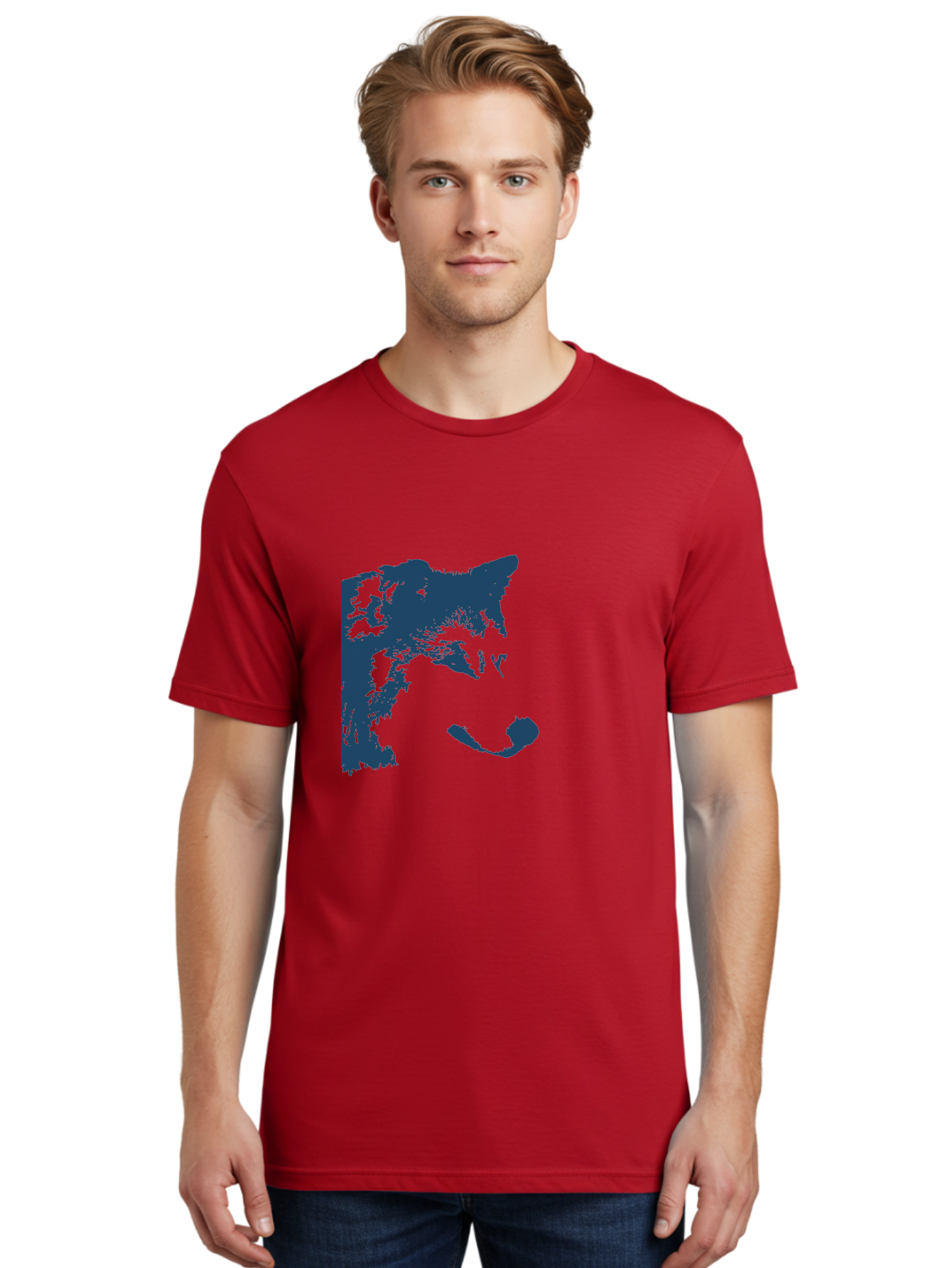 Wolf Men'S Graphic Tee, 100% Cotton, Comfortable Casual Summer Wear, Machine Washable, Wolf Face, Wildlife Animal, Dark Blue Silhouette, Sharp Features, Mysterious Gaze, Bold Graphic Design, Animal Portrait, Abstract Art Aae859 28