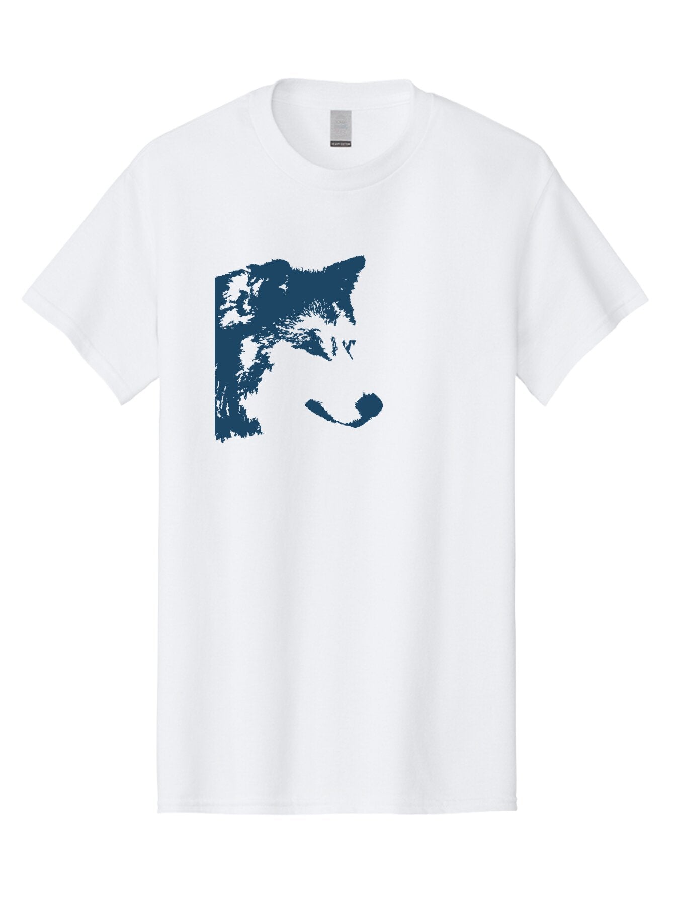 Wolf Men'S Graphic Tee, 100% Cotton, Comfortable Casual Summer Wear, Machine Washable, Wolf Face, Wildlife Animal, Dark Blue Silhouette, Sharp Features, Mysterious Gaze, Bold Graphic Design, Animal Portrait, Abstract Art Aae859 5