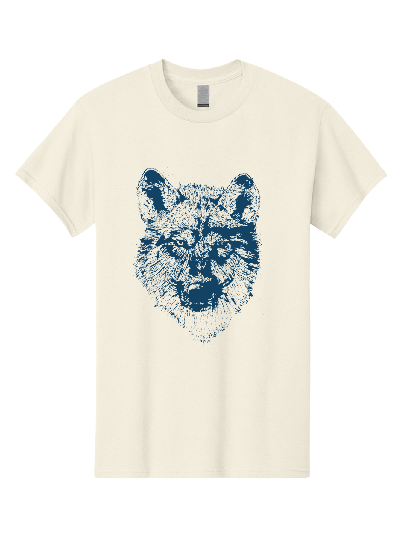Wolf-Head Men'S Graphic Tee, 100% Cotton, Comfortable Casual Summer Wear, Machine Washable, Wolf Head Illustration, Wildlife Art, Wild Animal Portrait, Sketch Style, Detailed Fur Texture, Intense Gaze, Blue And Green Tones, Graphic Design, Aae860 11
