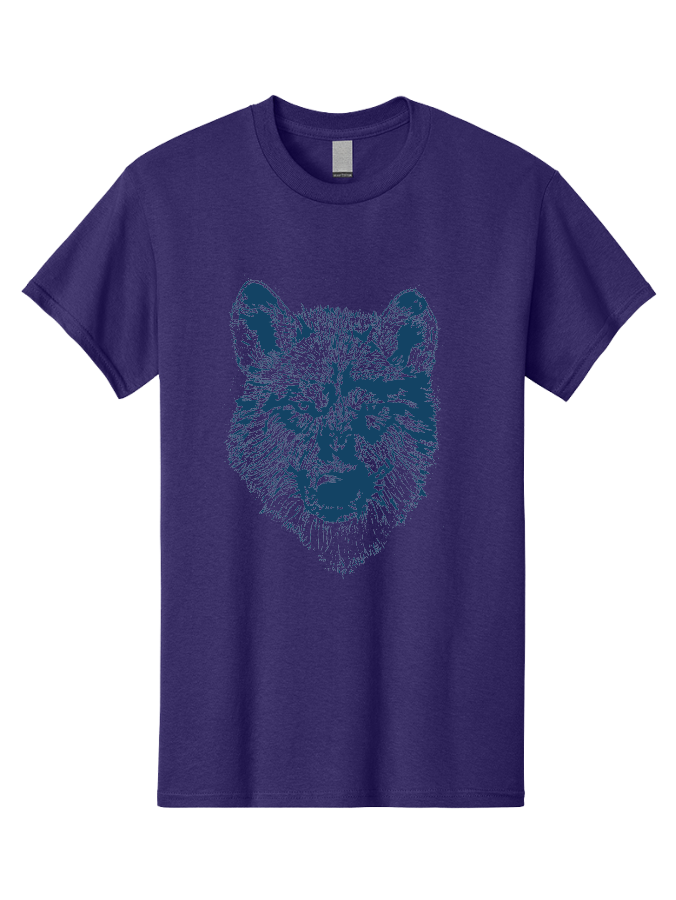 Wolf-Head Men'S Graphic Tee, 100% Cotton, Comfortable Casual Summer Wear, Machine Washable, Wolf Head Illustration, Wildlife Art, Wild Animal Portrait, Sketch Style, Detailed Fur Texture, Intense Gaze, Blue And Green Tones, Graphic Design, Aae860 15
