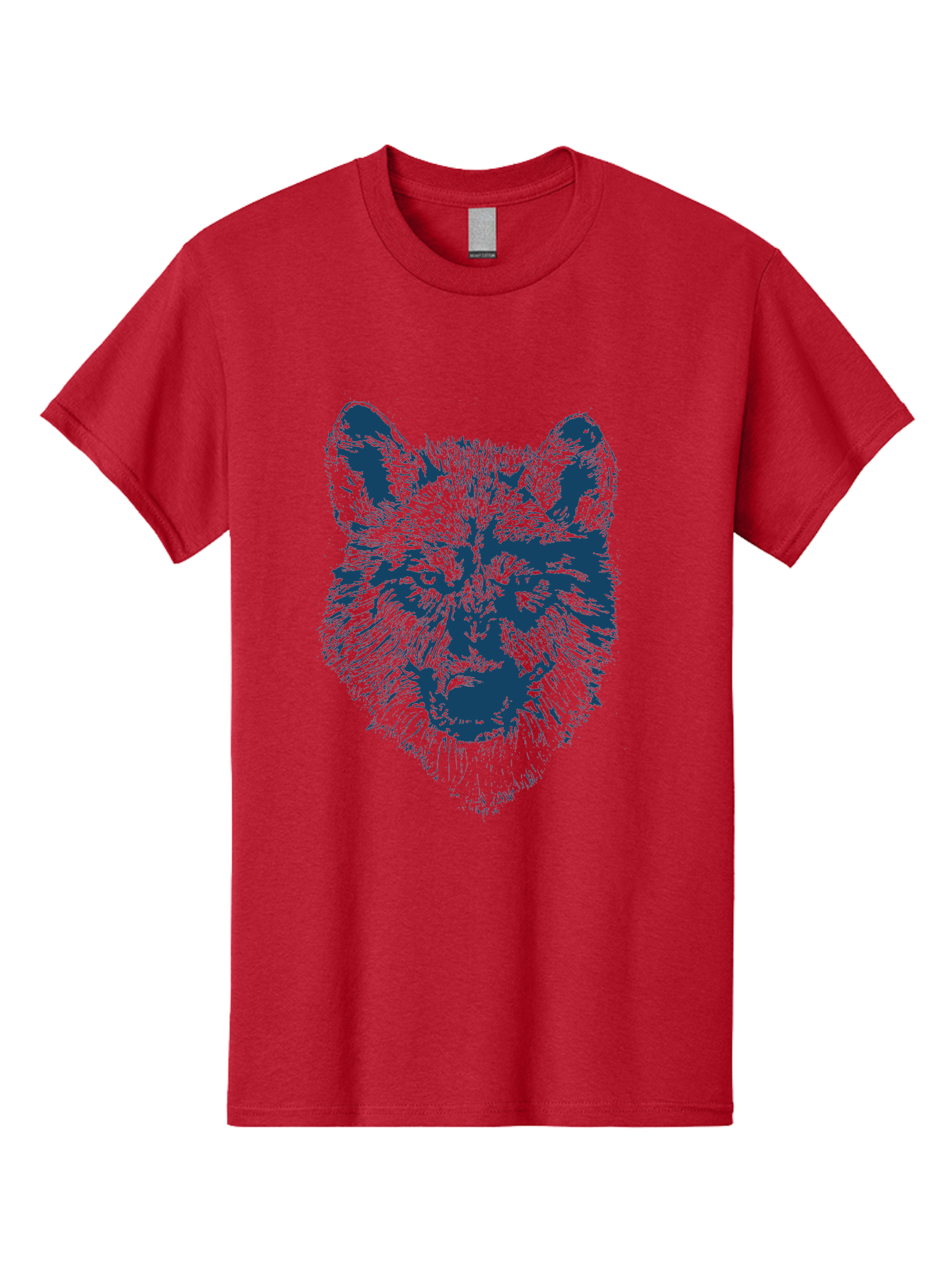Wolf-Head Men'S Graphic Tee, 100% Cotton, Comfortable Casual Summer Wear, Machine Washable, Wolf Head Illustration, Wildlife Art, Wild Animal Portrait, Sketch Style, Detailed Fur Texture, Intense Gaze, Blue And Green Tones, Graphic Design, Aae860 17