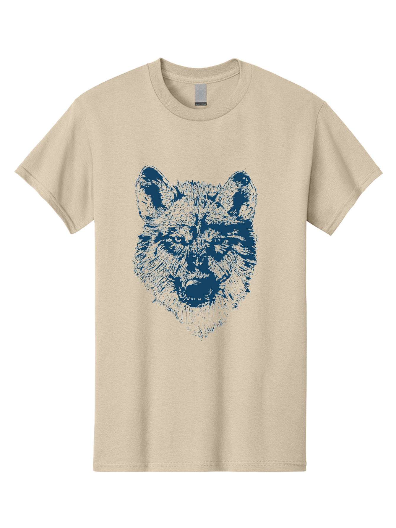 Wolf-Head Men'S Graphic Tee, 100% Cotton, Comfortable Casual Summer Wear, Machine Washable, Wolf Head Illustration, Wildlife Art, Wild Animal Portrait, Sketch Style, Detailed Fur Texture, Intense Gaze, Blue And Green Tones, Graphic Design, Aae860 9