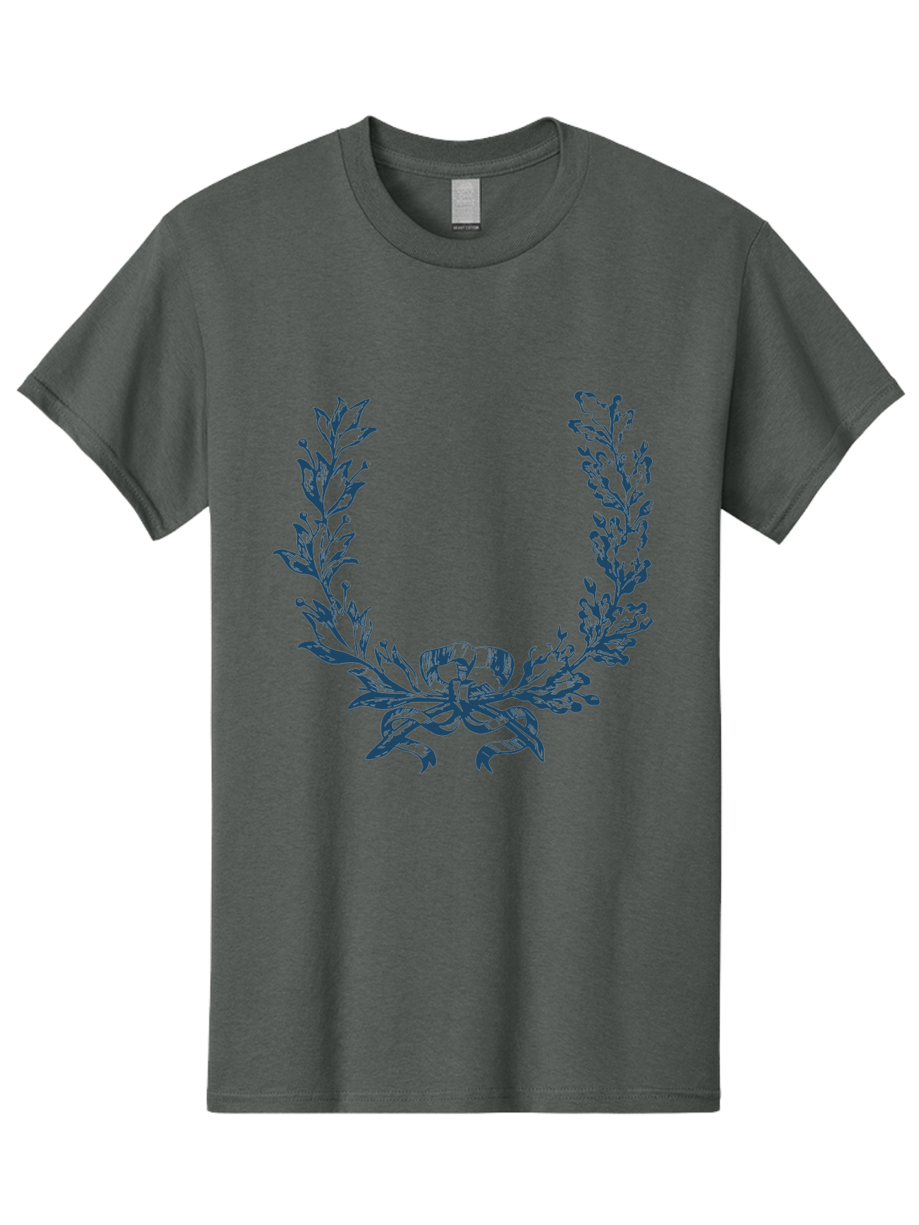 Wreath-Flower Men'S Graphic Tee, 100% Cotton, Comfortable Casual Summer Wear, Machine Washable, Laurel Wreath, Purple Leaves, Decorative Border, Elegant Design, Symbolic Motif, Leaves Tied With Ribbon, Classic Illustration, Award Symbol Aae869 25