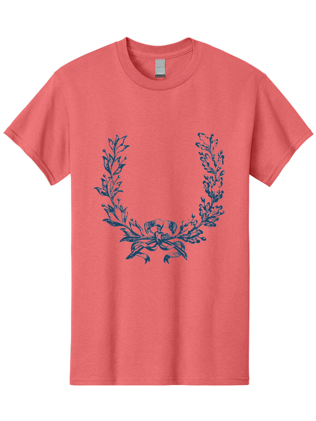 Wreath-Flower Men'S Graphic Tee, 100% Cotton, Comfortable Casual Summer Wear, Machine Washable, Laurel Wreath, Purple Leaves, Decorative Border, Elegant Design, Symbolic Motif, Leaves Tied With Ribbon, Classic Illustration, Award Symbol Aae869 23