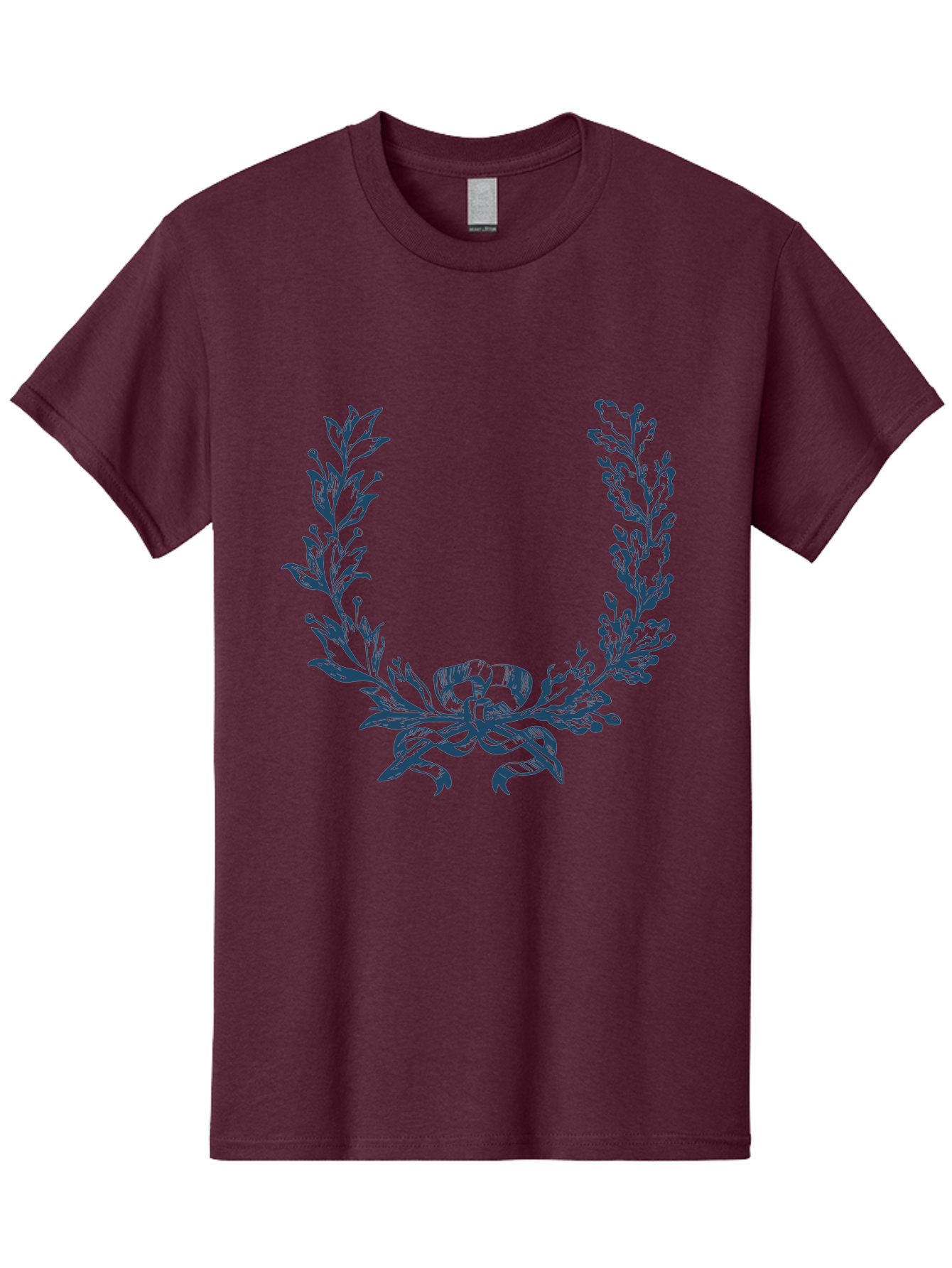 Wreath-Flower Men'S Graphic Tee, 100% Cotton, Comfortable Casual Summer Wear, Machine Washable, Laurel Wreath, Purple Leaves, Decorative Border, Elegant Design, Symbolic Motif, Leaves Tied With Ribbon, Classic Illustration, Award Symbol Aae869 29