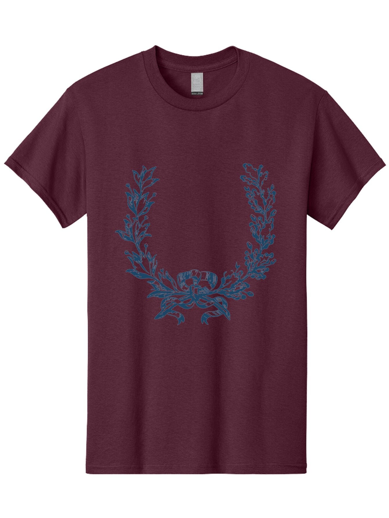 Wreath-Flower Men'S Graphic Tee, 100% Cotton, Comfortable Casual Summer Wear, Machine Washable, Laurel Wreath, Purple Leaves, Decorative Border, Elegant Design, Symbolic Motif, Leaves Tied With Ribbon, Classic Illustration, Award Symbol Aae869 13