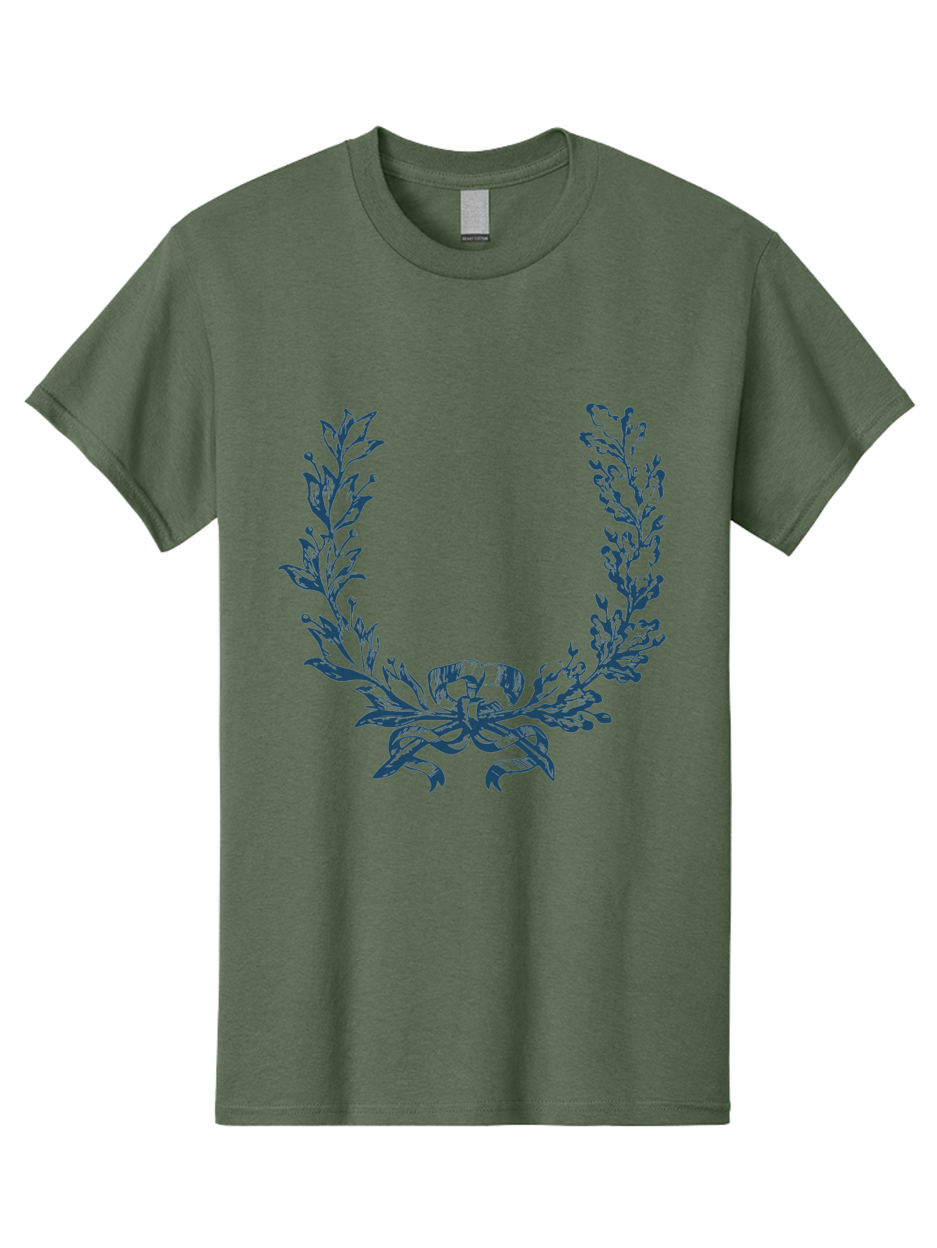 Wreath-Flower Men'S Graphic Tee, 100% Cotton, Comfortable Casual Summer Wear, Machine Washable, Laurel Wreath, Purple Leaves, Decorative Border, Elegant Design, Symbolic Motif, Leaves Tied With Ribbon, Classic Illustration, Award Symbol Aae869