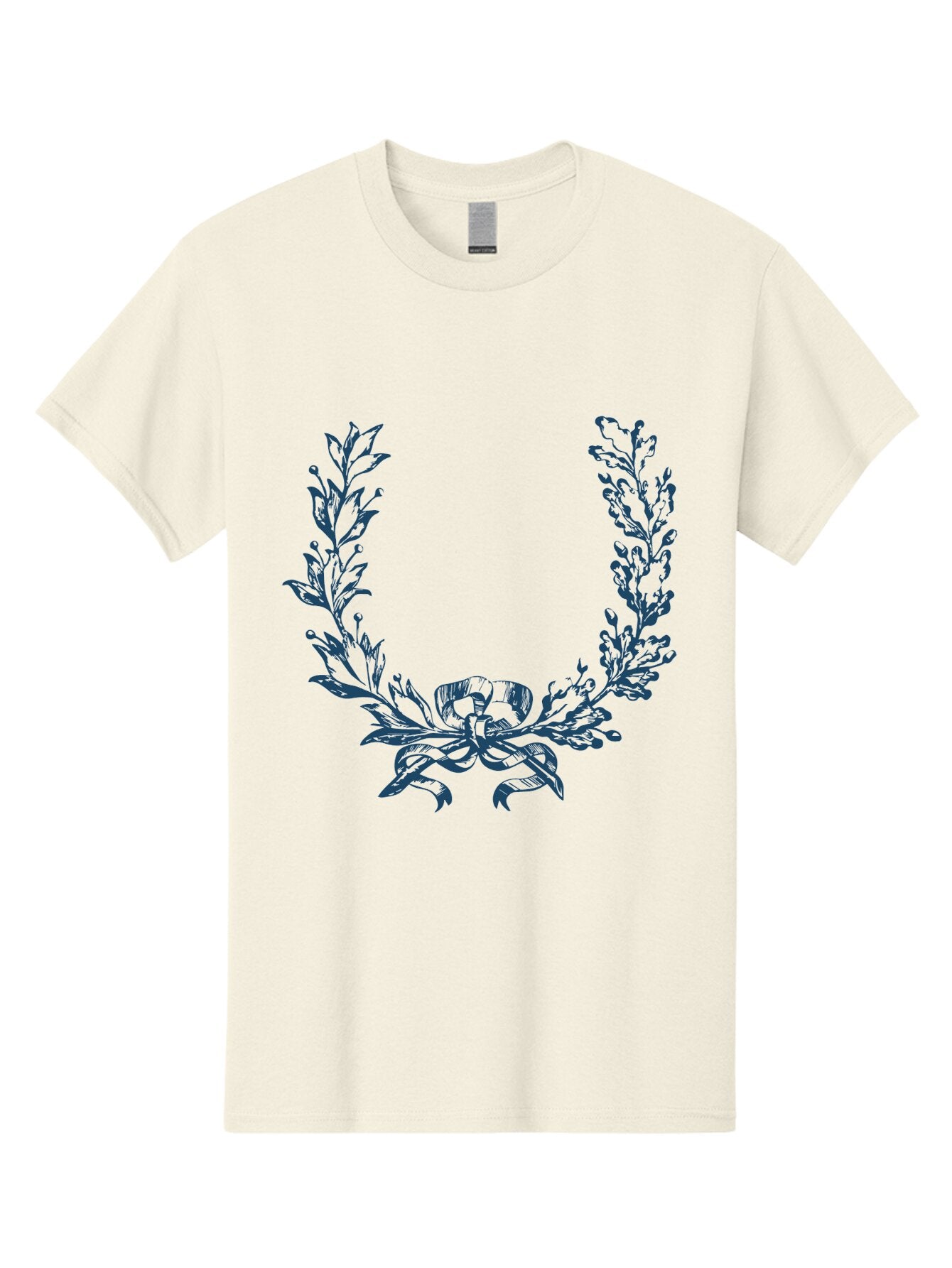 Wreath-Flower Men'S Graphic Tee, 100% Cotton, Comfortable Casual Summer Wear, Machine Washable, Laurel Wreath, Purple Leaves, Decorative Border, Elegant Design, Symbolic Motif, Leaves Tied With Ribbon, Classic Illustration, Award Symbol Aae869 8